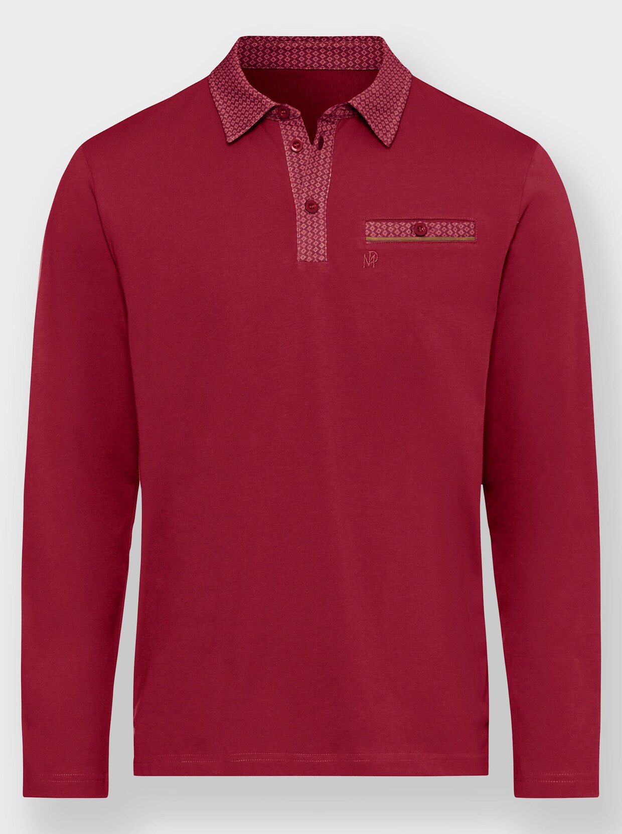 Marco Donati Langarm-Poloshirt - kirsche