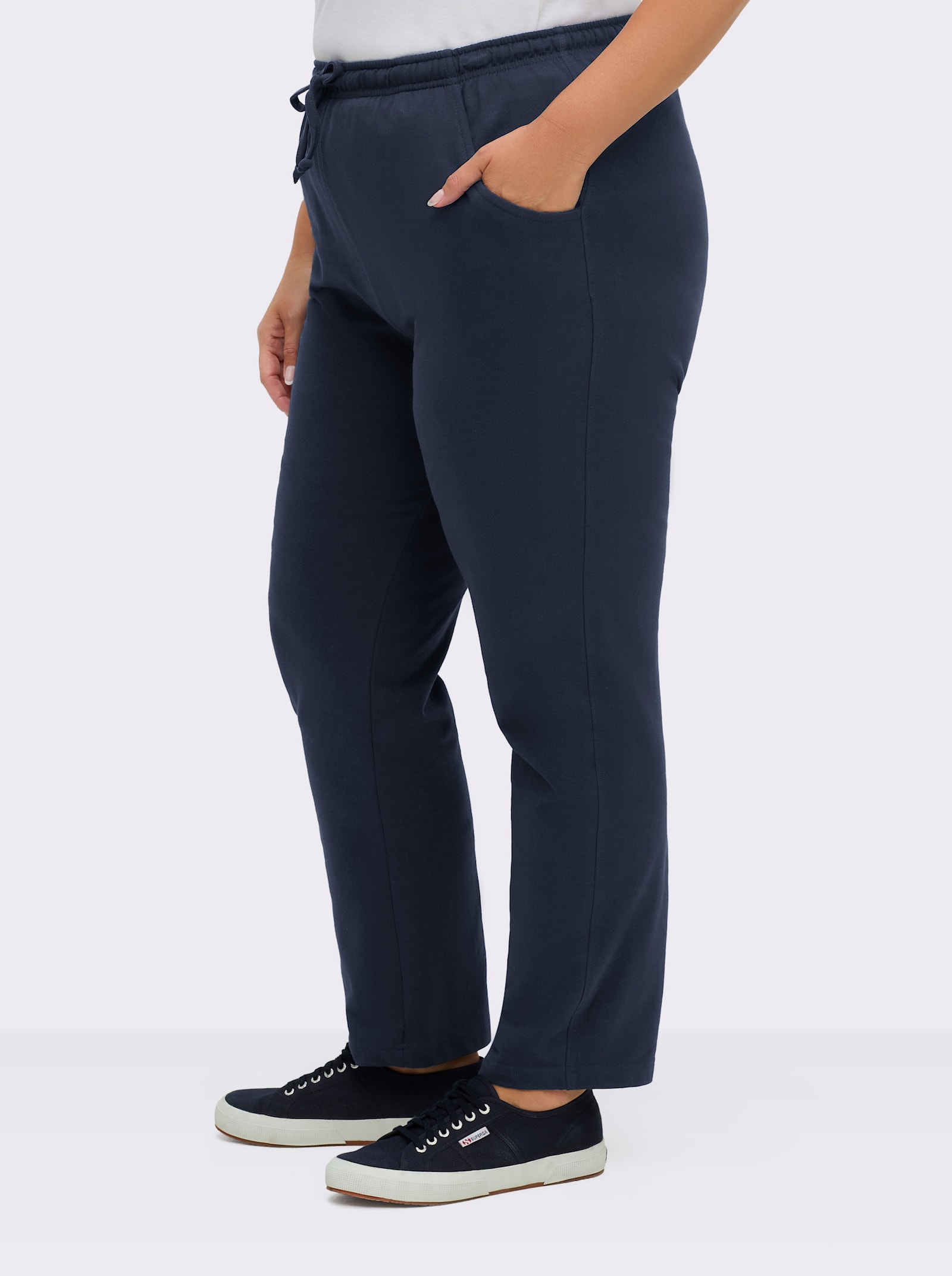 Jerseyhose mit Tunnelzug und Bindeband - marine