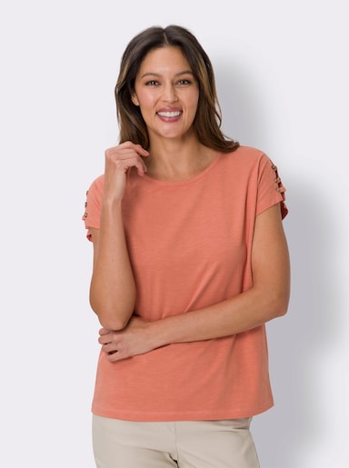 Shirt met ronde hals - papaya