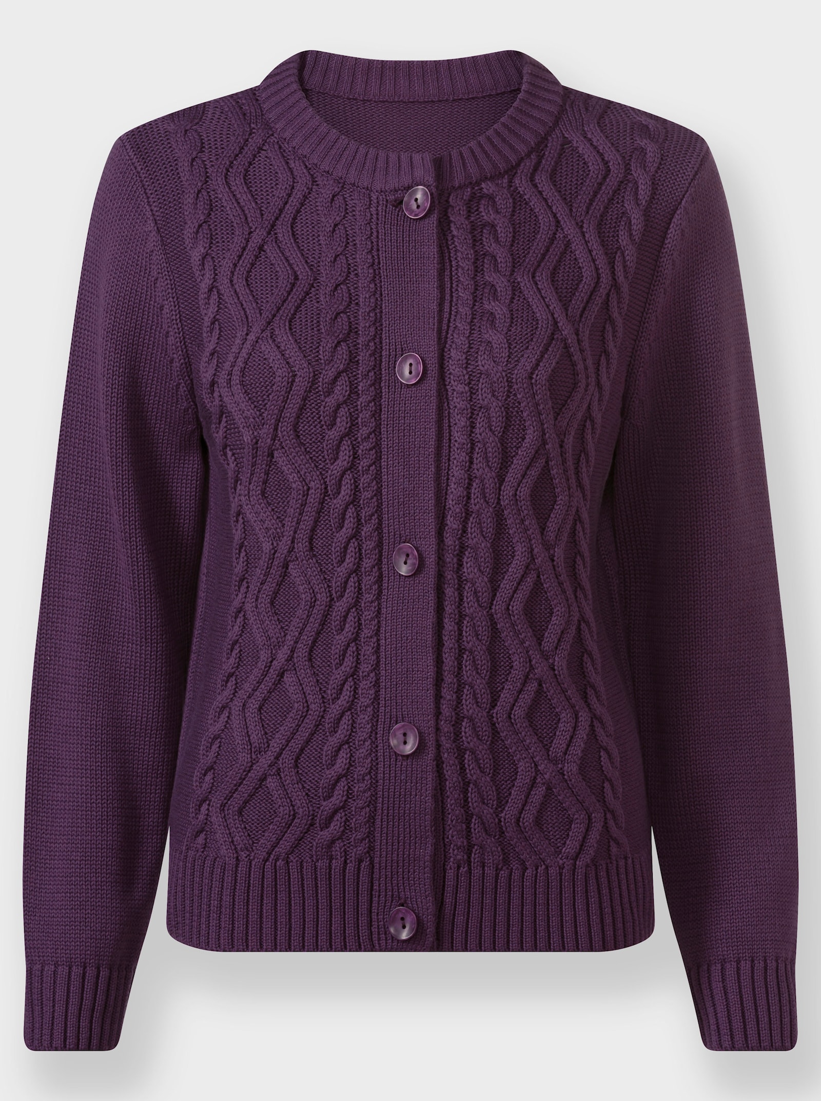  Strickjacke im Strickmuster-Mix - traube