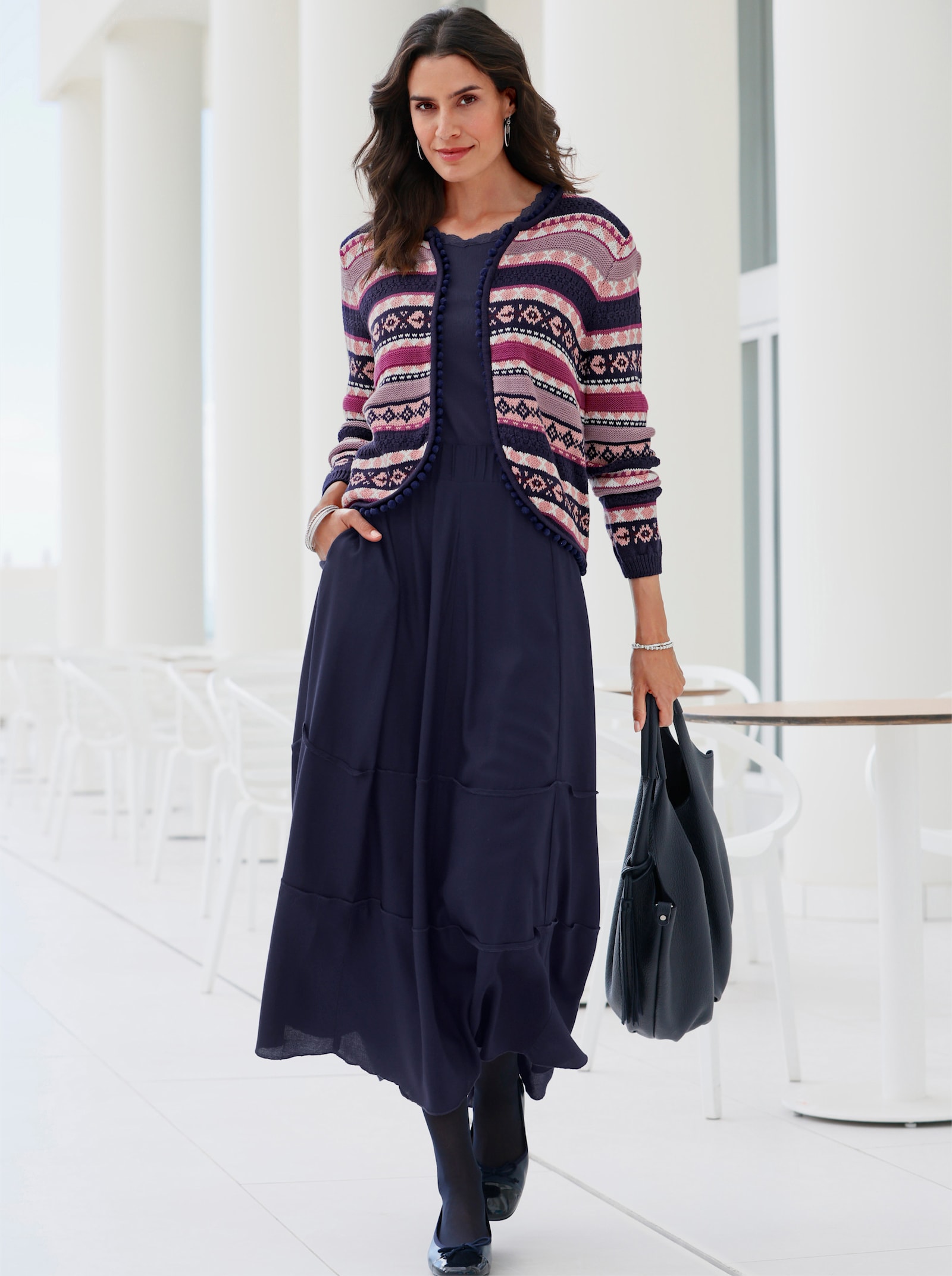 Kjol med resår med viskosfoder - marin