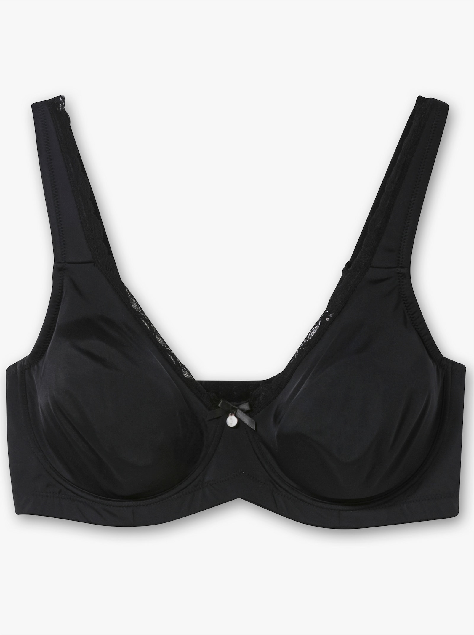 sheego Bügel-BH mit Spitzenbordüre - schwarz