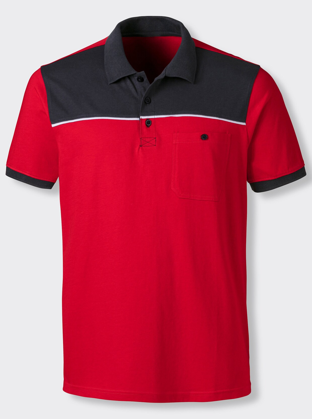 Poloshirt - marine/rood