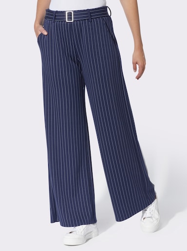 heine Jerseyhose mit Nadelstreifen - marine-silberfarben Nadelstreifen