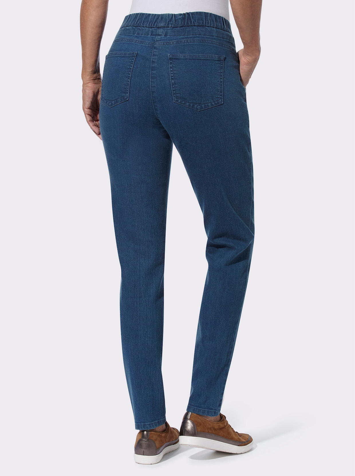 Jeans med resår - blue-stone-washed