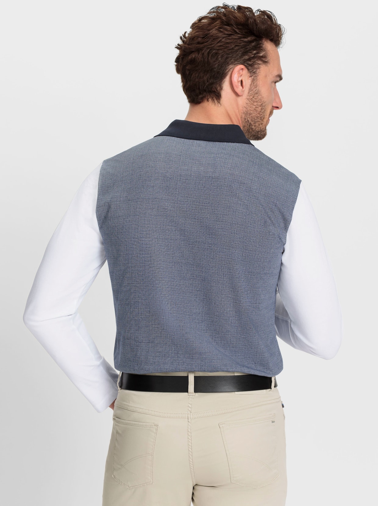 Marco Donati Poloshirt met lange mouwen - marine geprint