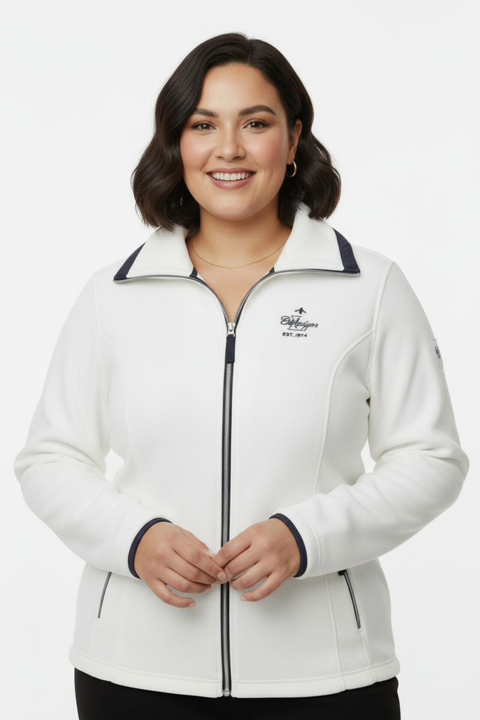 Fleecejacke mit schrägen Reißverschluss-Taschen - ecru