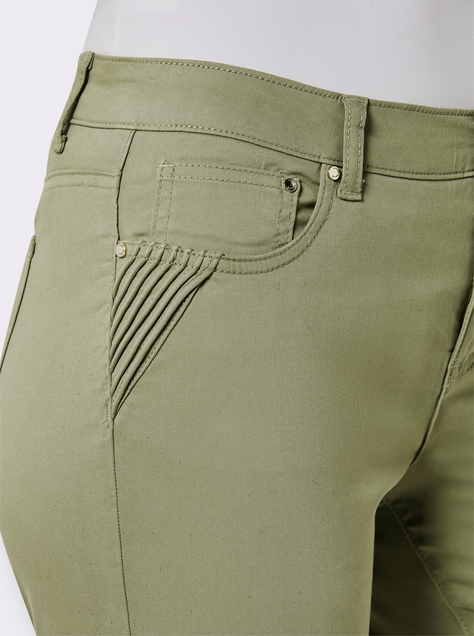 CREATION L PREMIUM 5-Pocket-Jeans mit Biesen-Verzierung an den Taschen - schilf