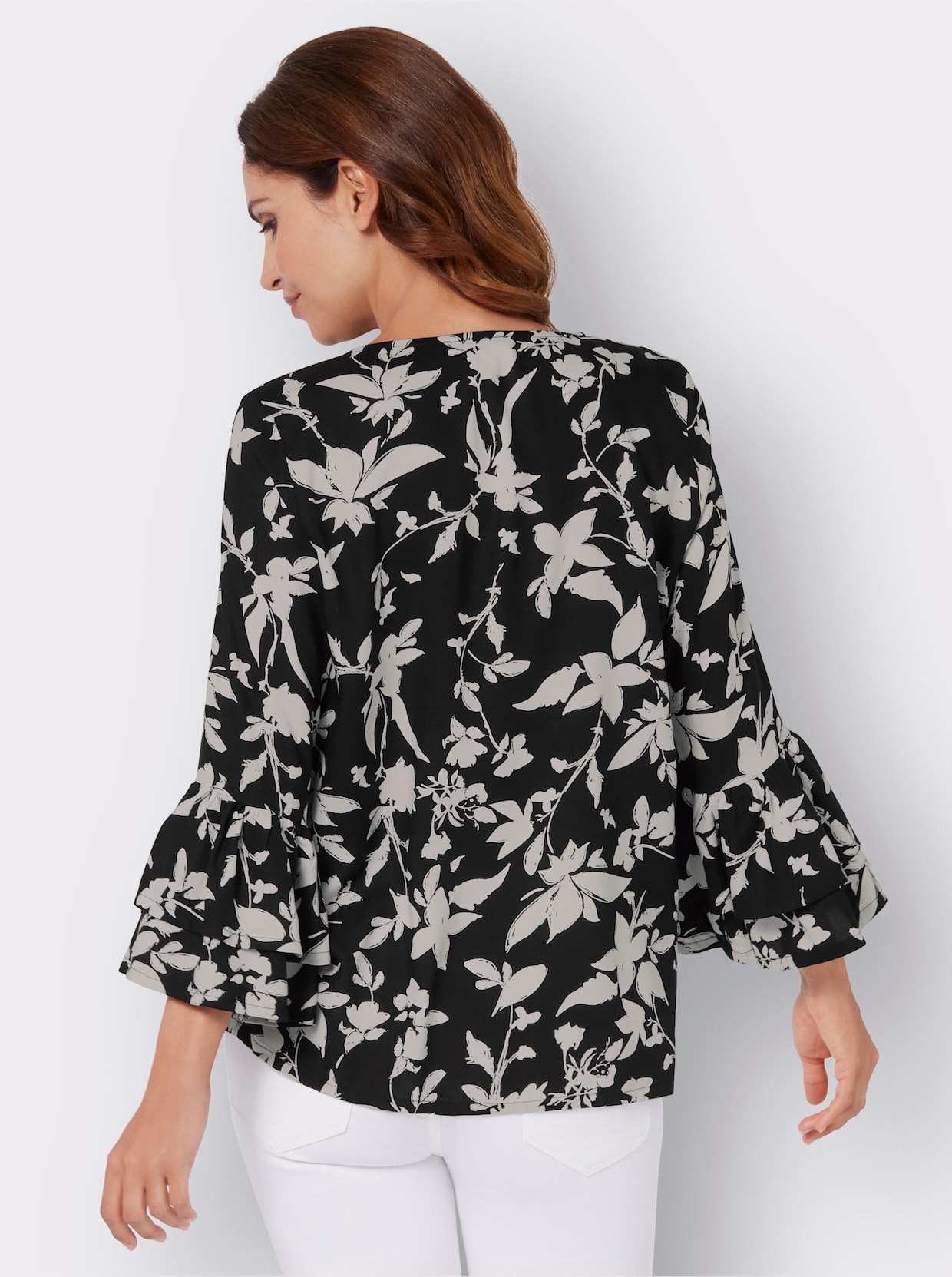 Comfortabele blouse - zwart/wit geprint