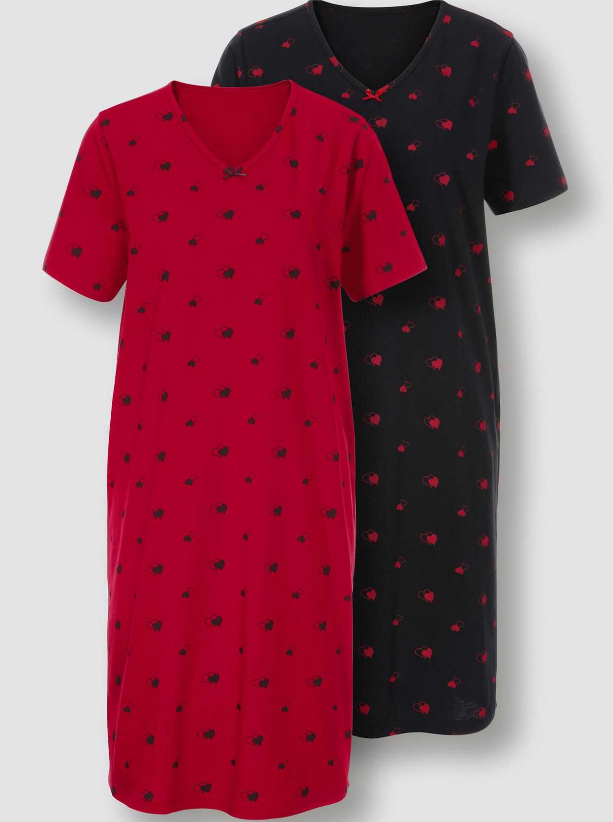wäschepur Sleepshirts - rot + schwarz
