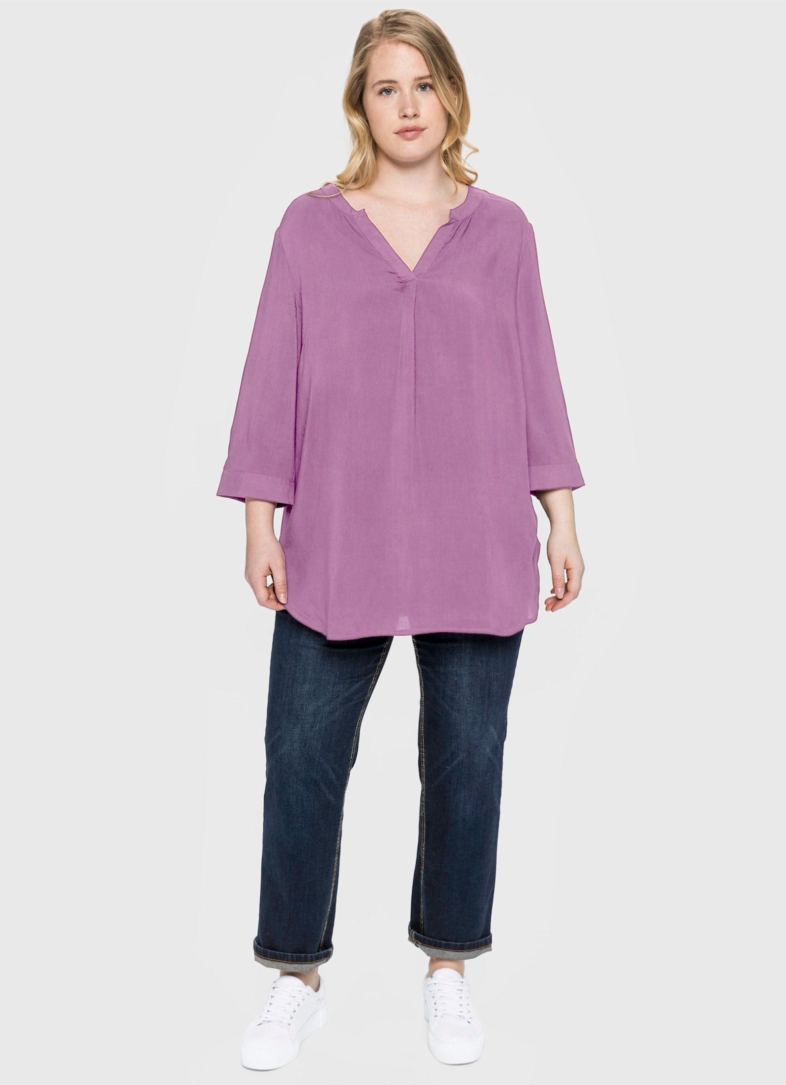 sheego Tuniek met decoratieve plooi - orchidee