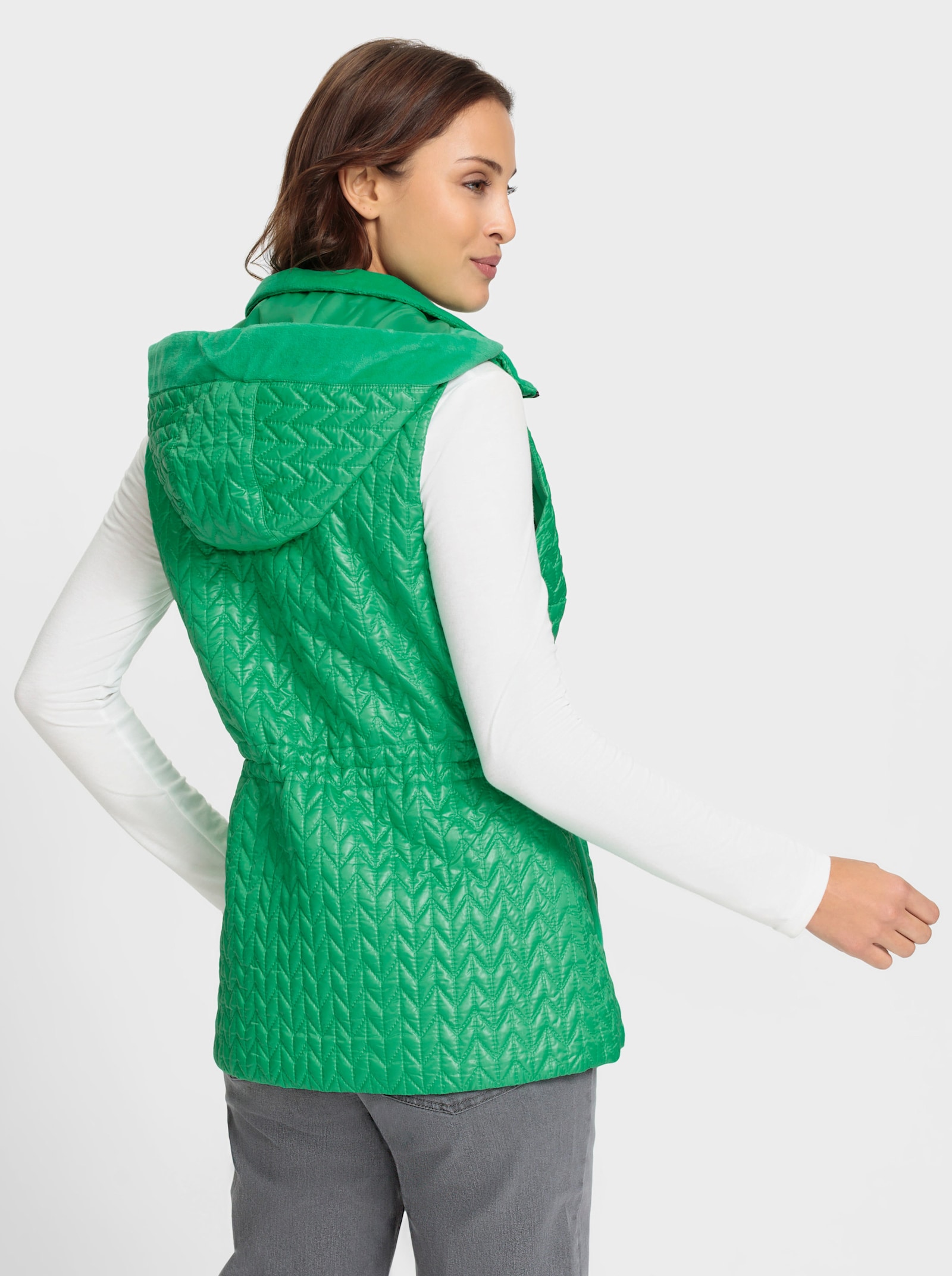 Bodywarmer met zigzag-laserstiksel - grasgroen