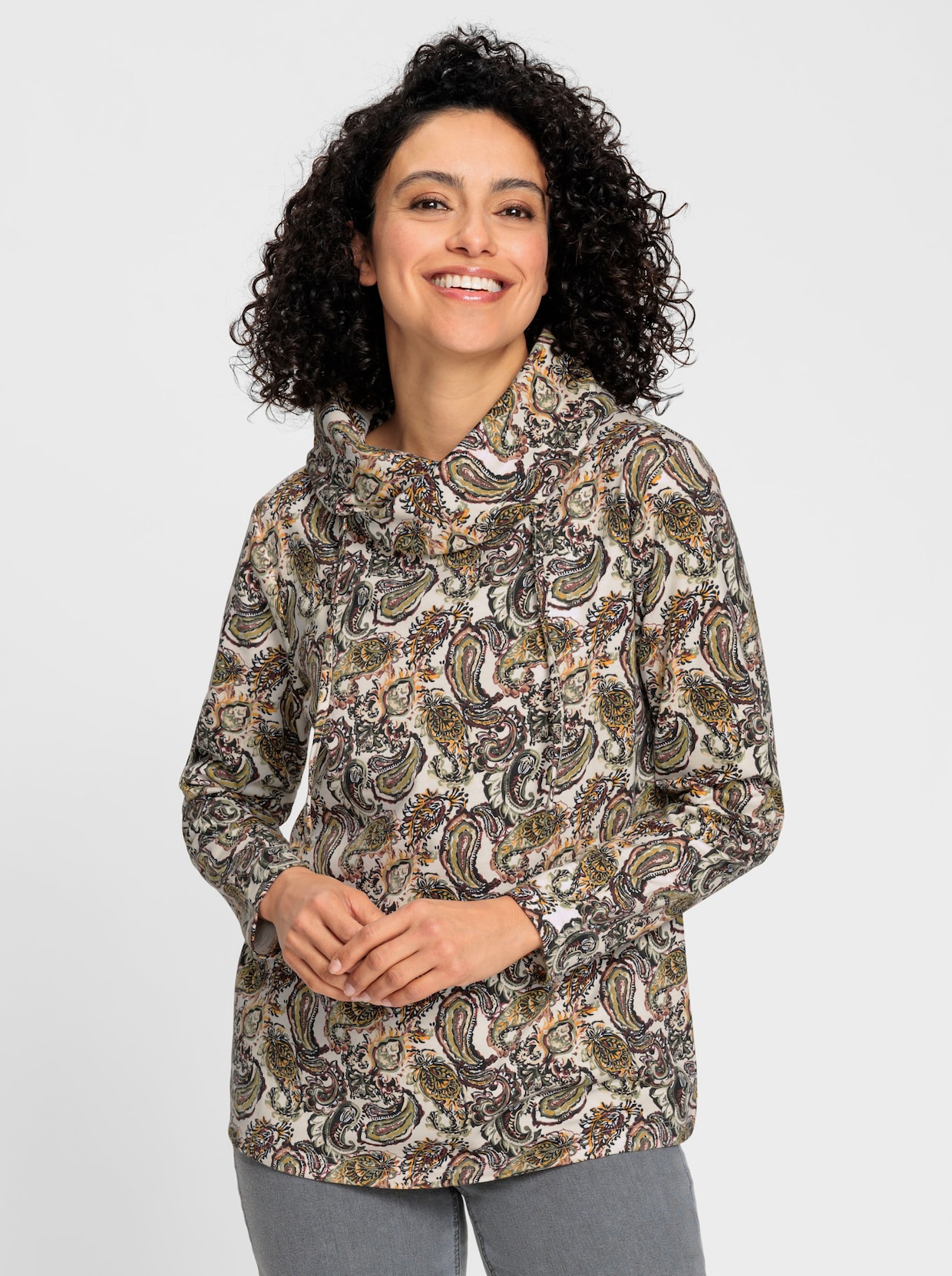 Sweatshirt - champagner-schilf-bedruckt