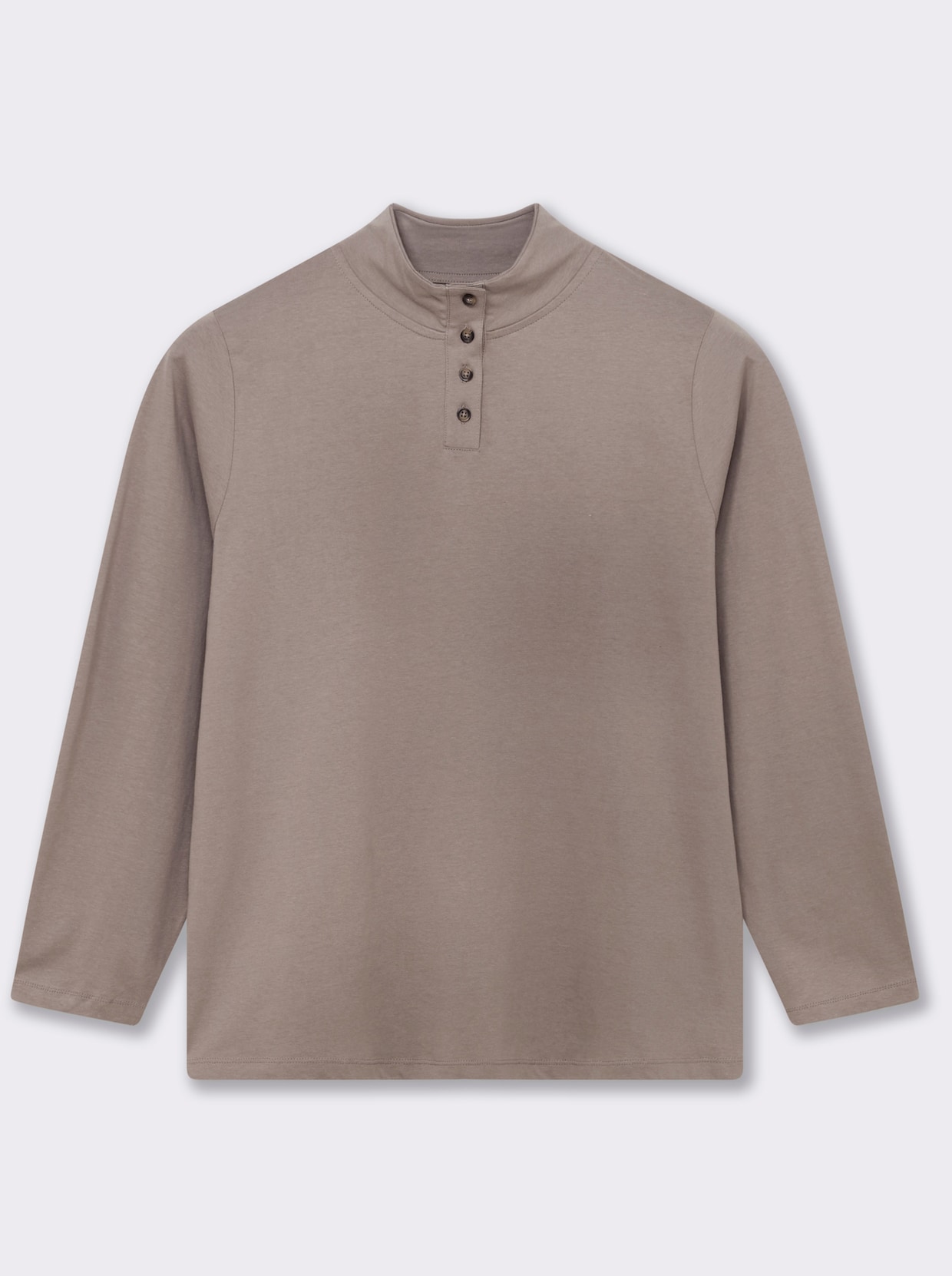 Stehkragenshirt mit Schmuckknöpfen - taupe