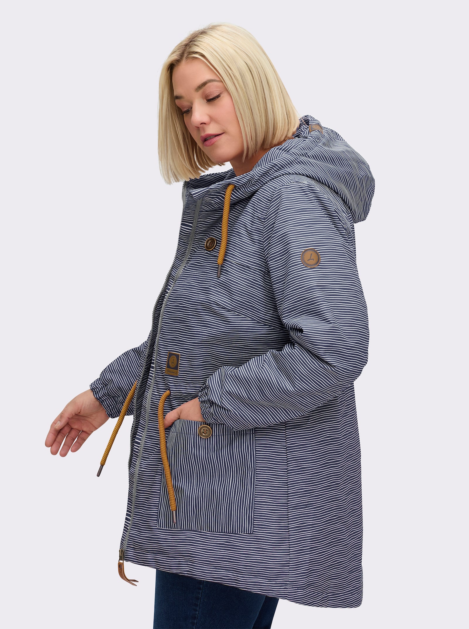 Jacke wind- und wasserabweisend - marine-weiß-geringelt