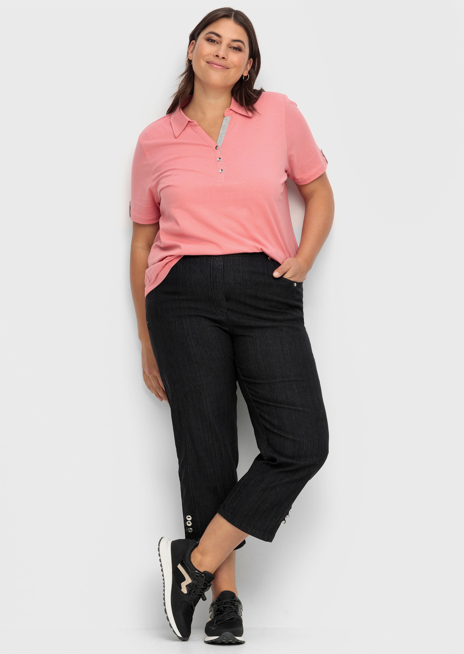 Poloshirt mit Kontrasten - flamingo