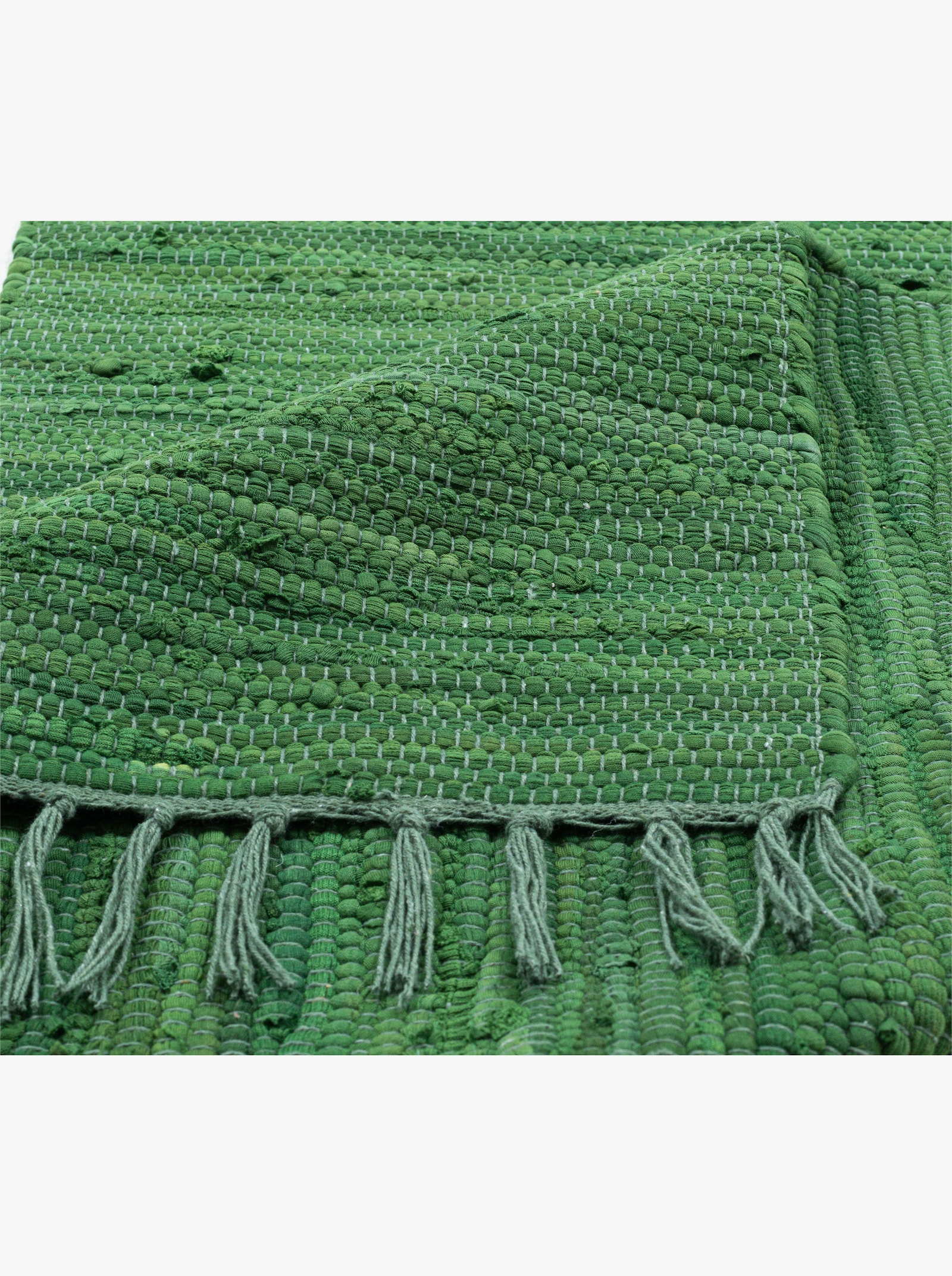 Theko Handwebteppich - dunkelgrün