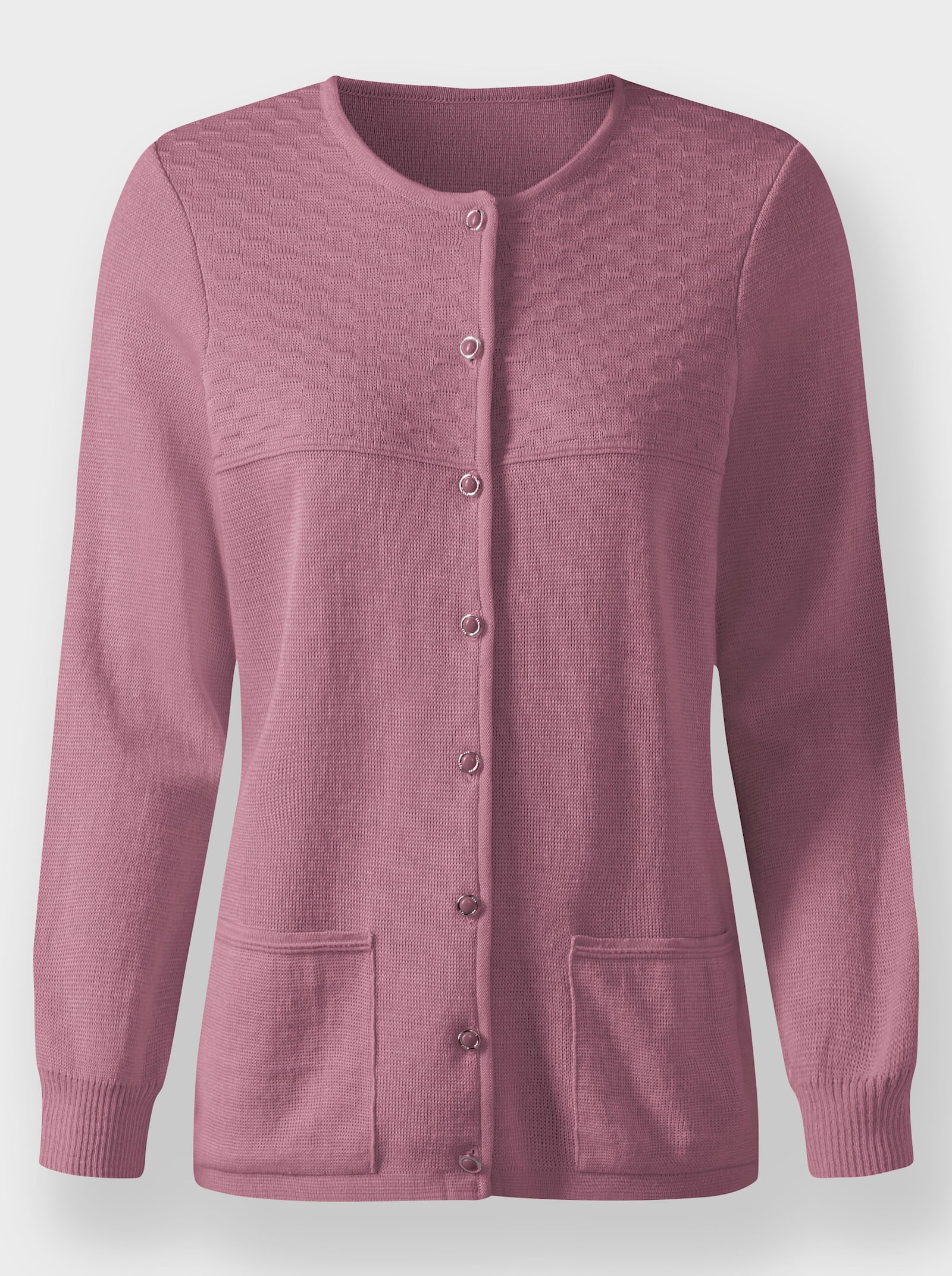 Feinstrickjacke mit Strukturmuster - altrosa