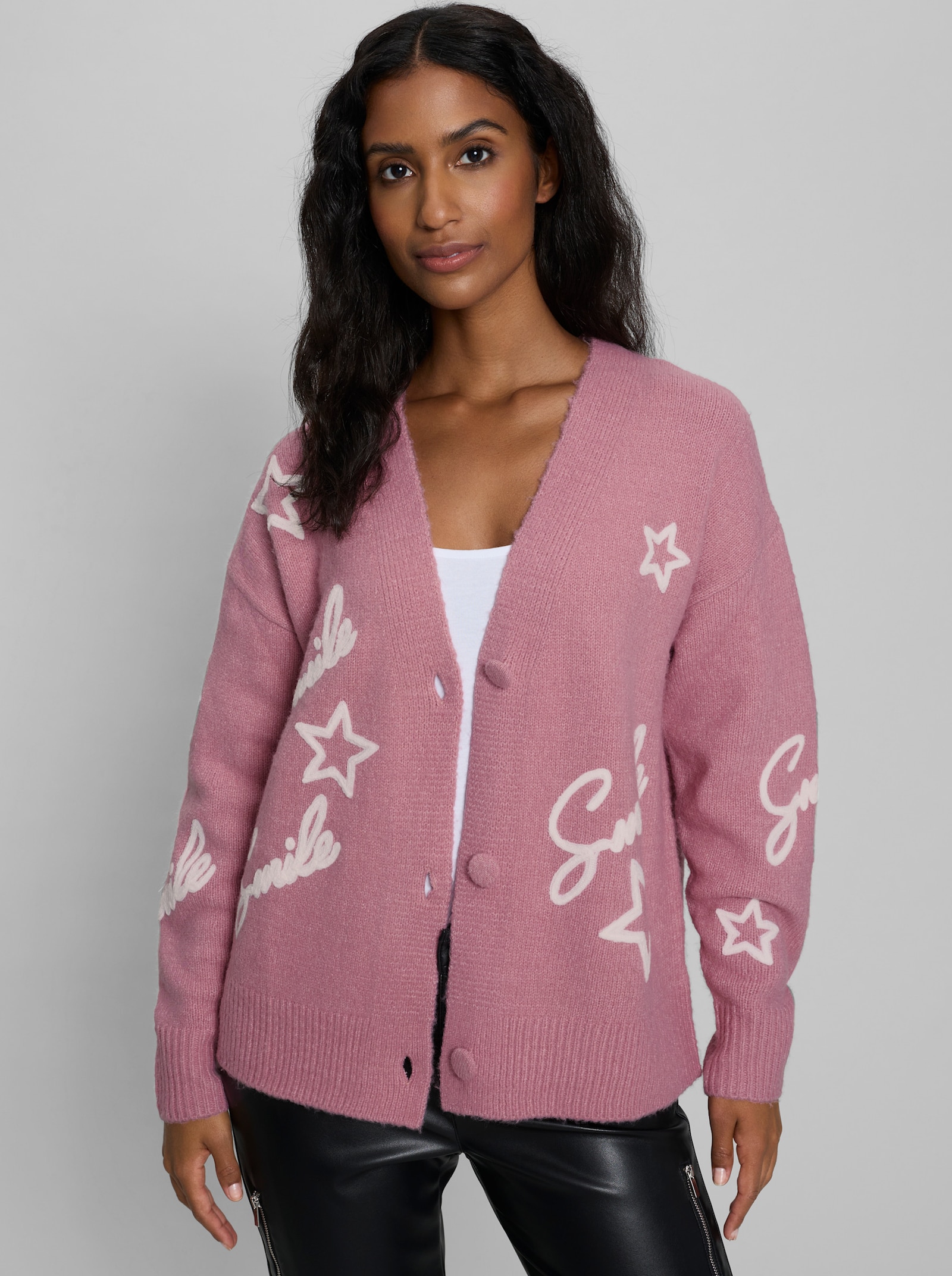heine Vest met borduursel - oudroze