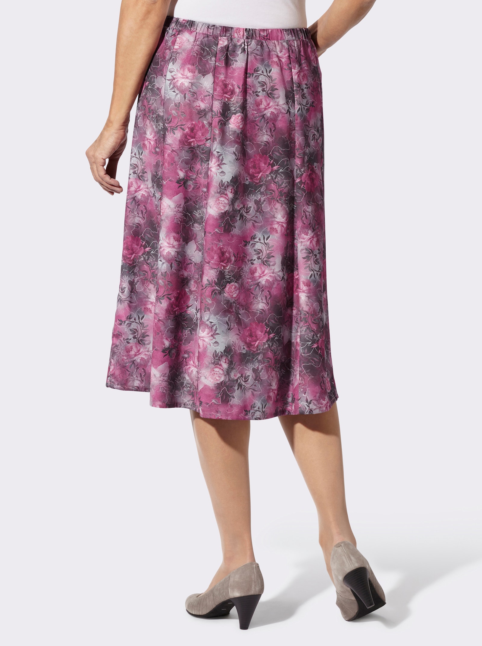 Schlupfrock im floralem Dessin - malve-hellgrau-bedruckt