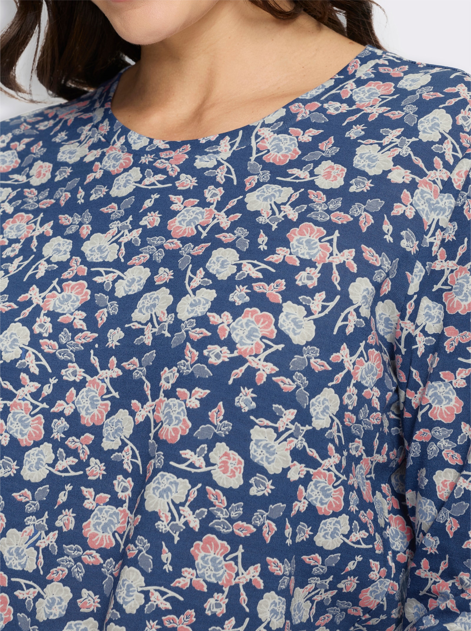  Print-Shirt mit floralem Muster - jeansblau-ecru-bedruckt