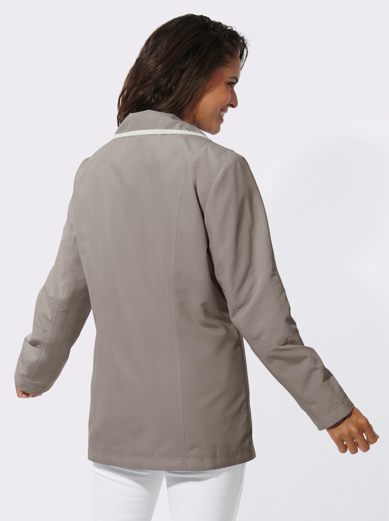 Übergangsjacke mit Reißverschluss-Nahttaschen - taupe