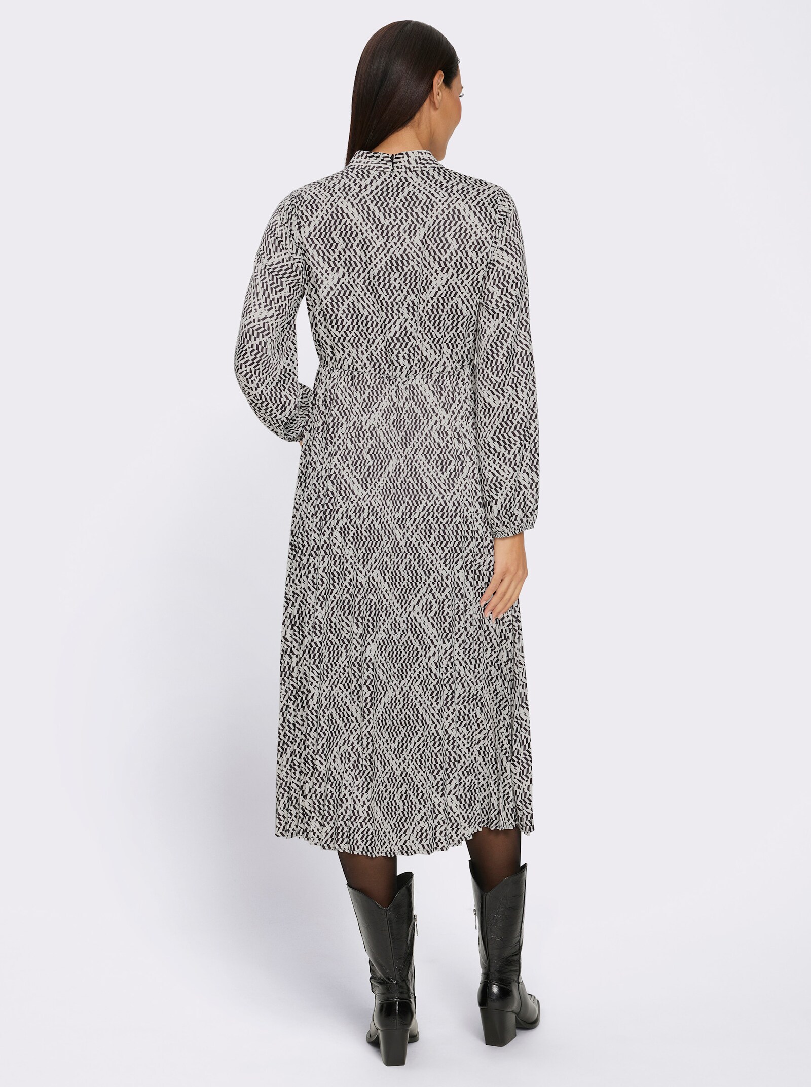 heine Druckkleid mit Grafik-Dessin - schwarz-champagner-bedruckt