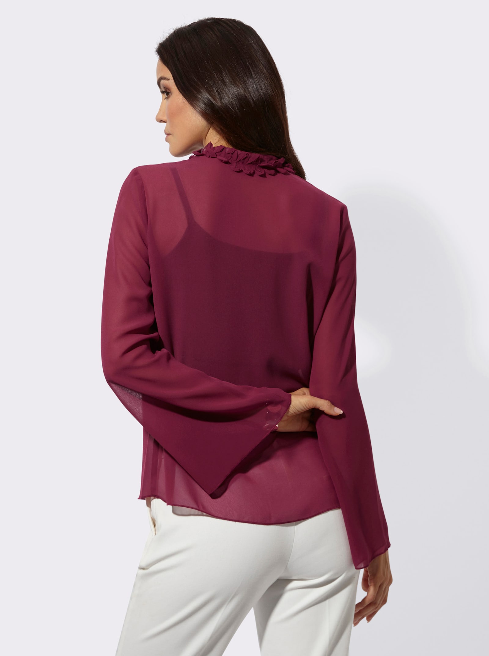 Langarm-Bluse aus duftigem Georgette - bordeaux