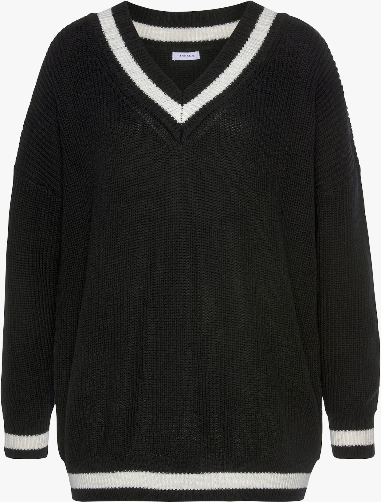 LASCANA V-Ausschnitt-Pullover - schwarz
