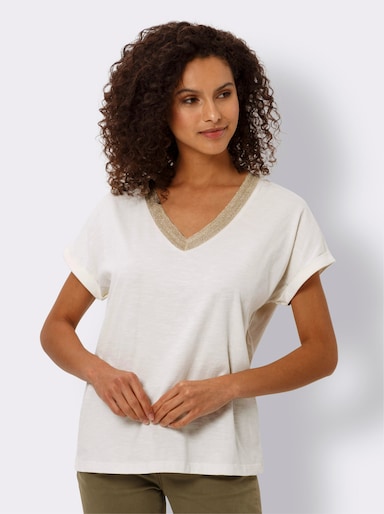 heine Kurzarmshirt mit Glanz-Akzenten - champagner