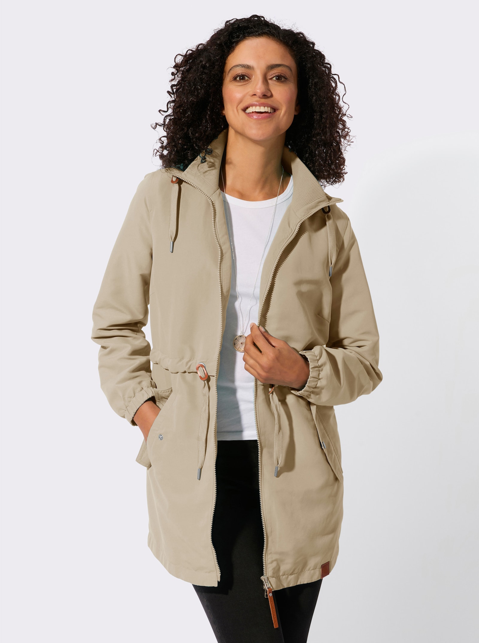 Parka mit 2-Wege-Reissverschluss - beige