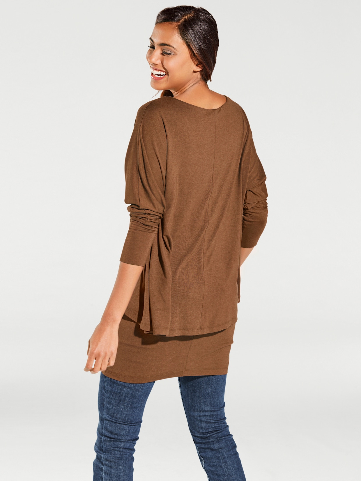 heine Rundhals-Shirt - camel