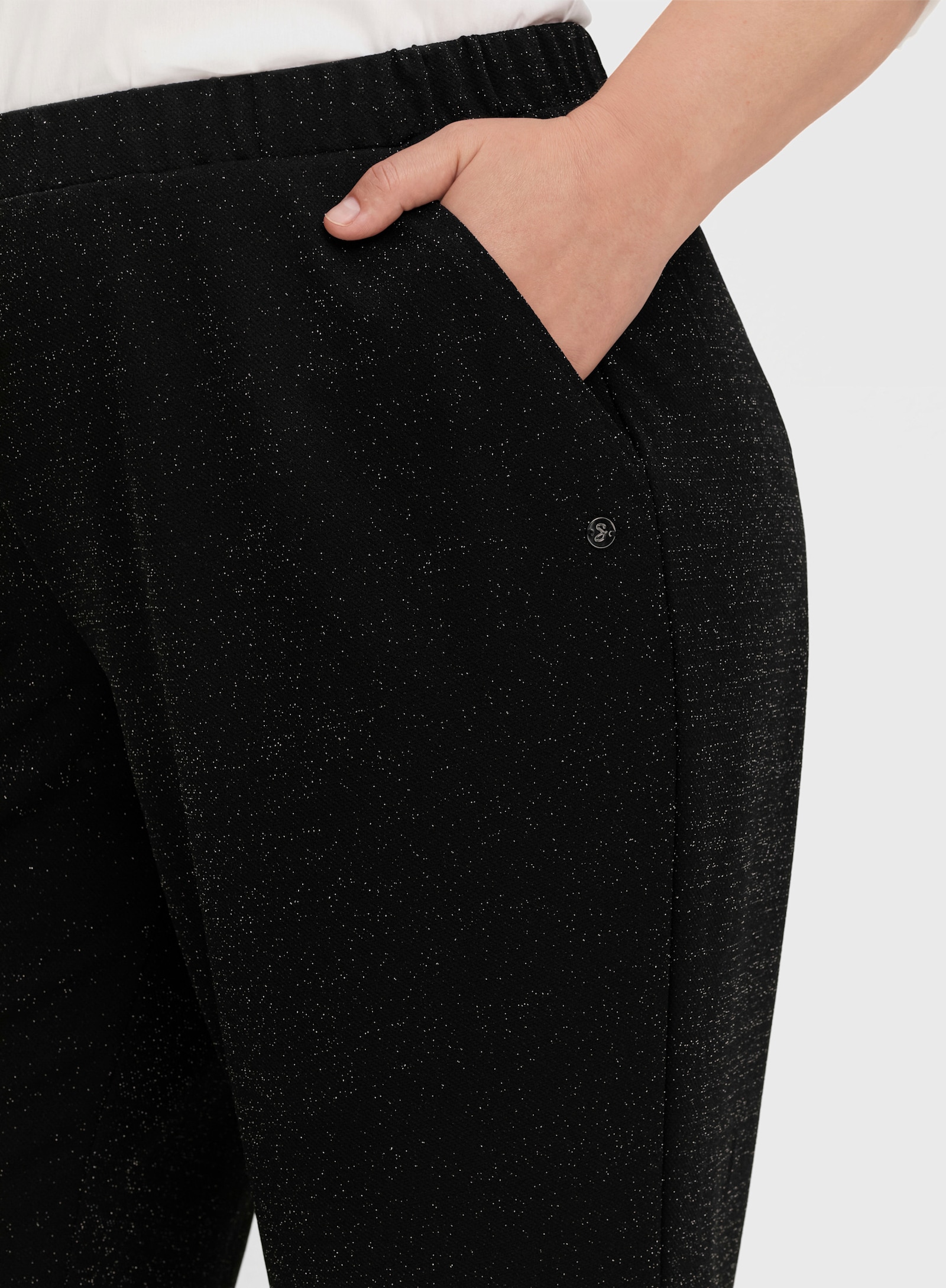 sheego Stoffhose mit weitem Bein - schwarz