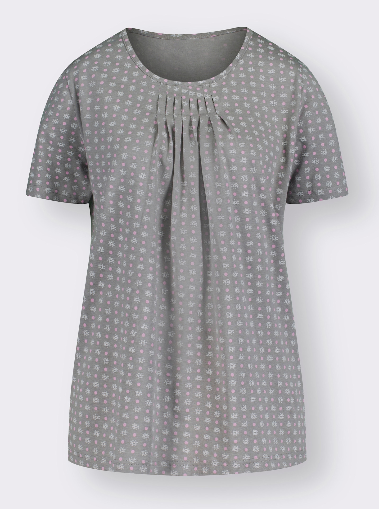 Kurzarmshirt im Minimaldessin - steingrau-gemustert