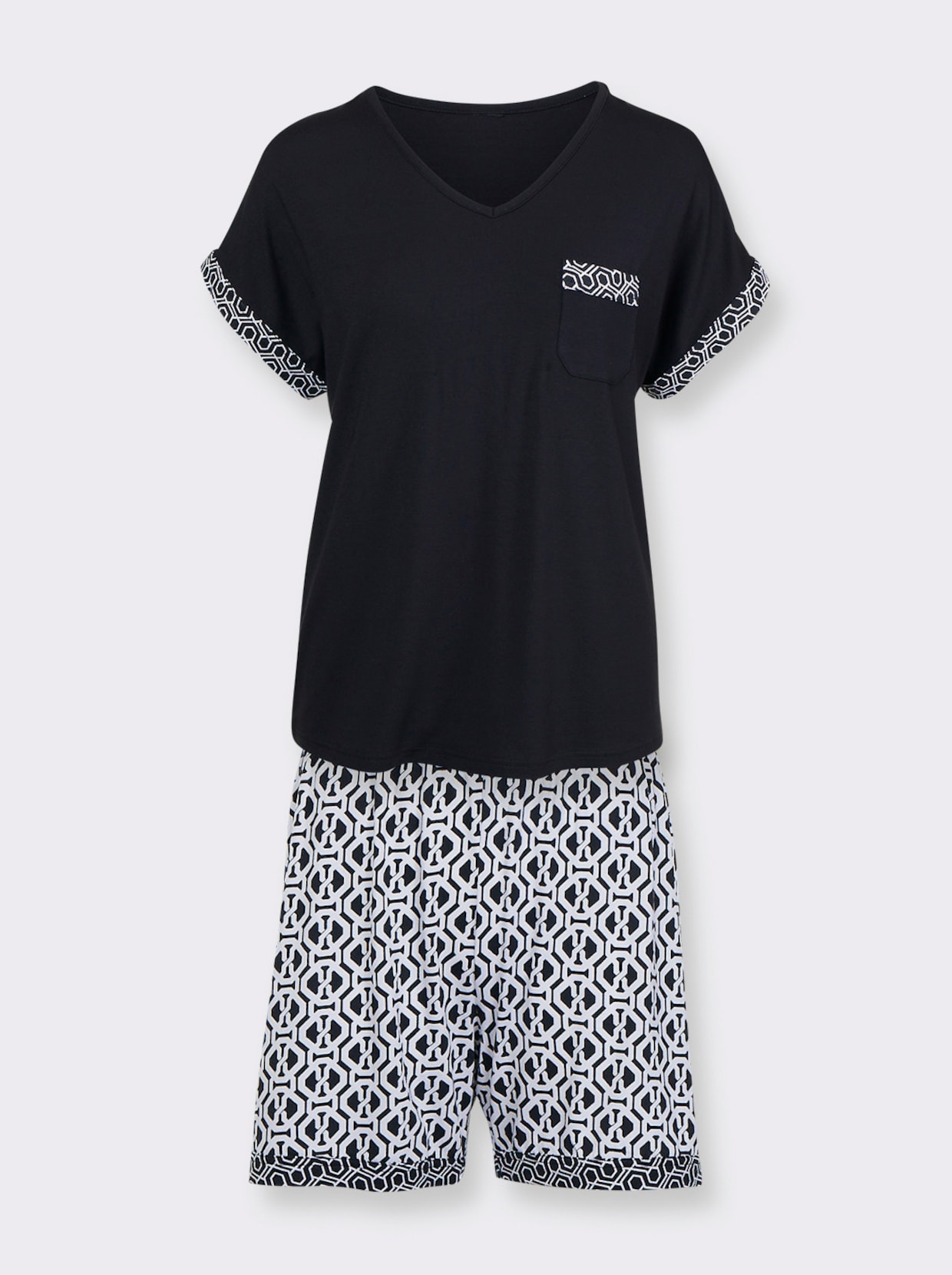 wäschepur Pyjama court - noir-blanc