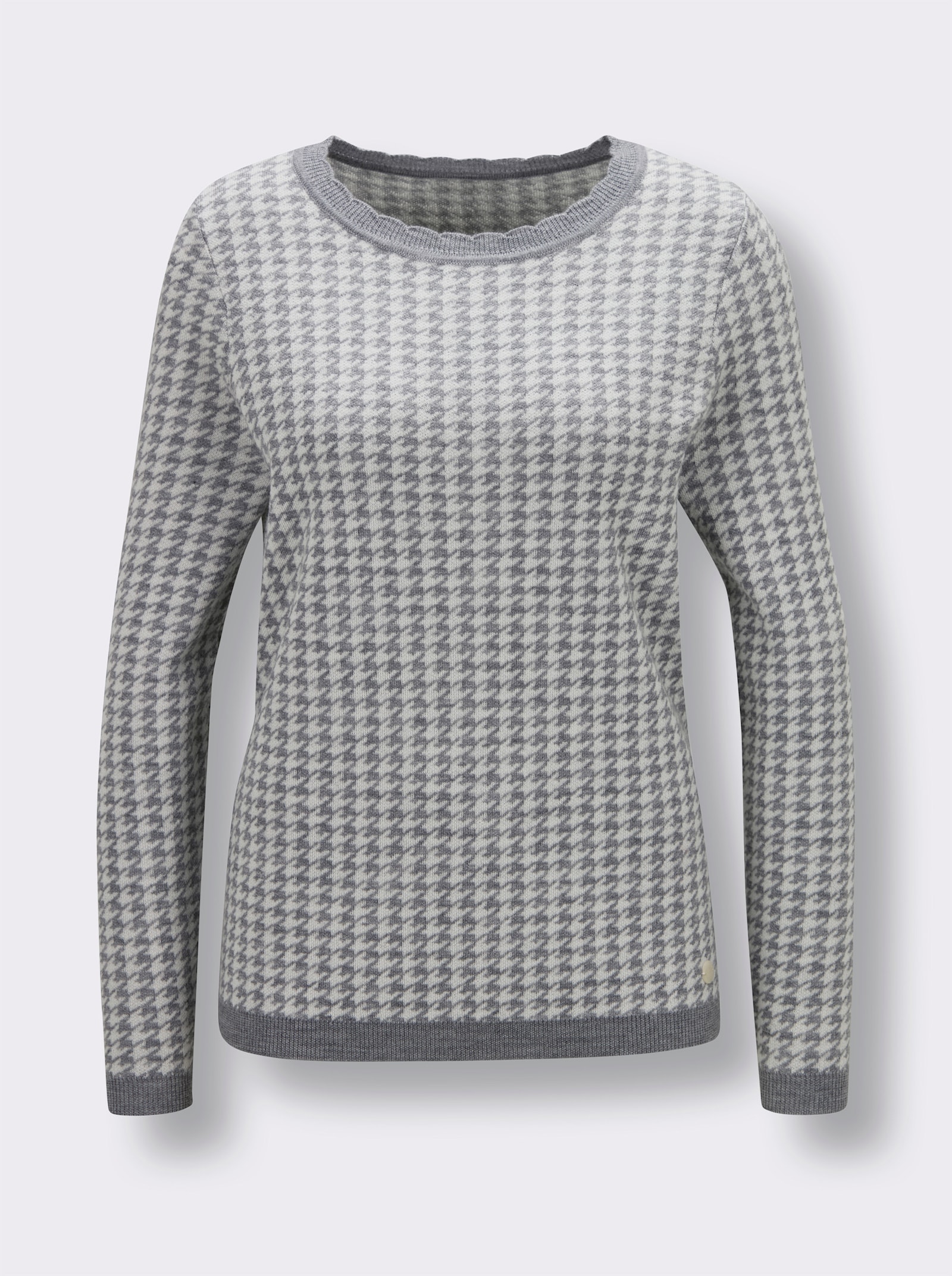 CREATION L PREMIUM Strickpullover aus Wolle - steingrau-champagner-gemustert