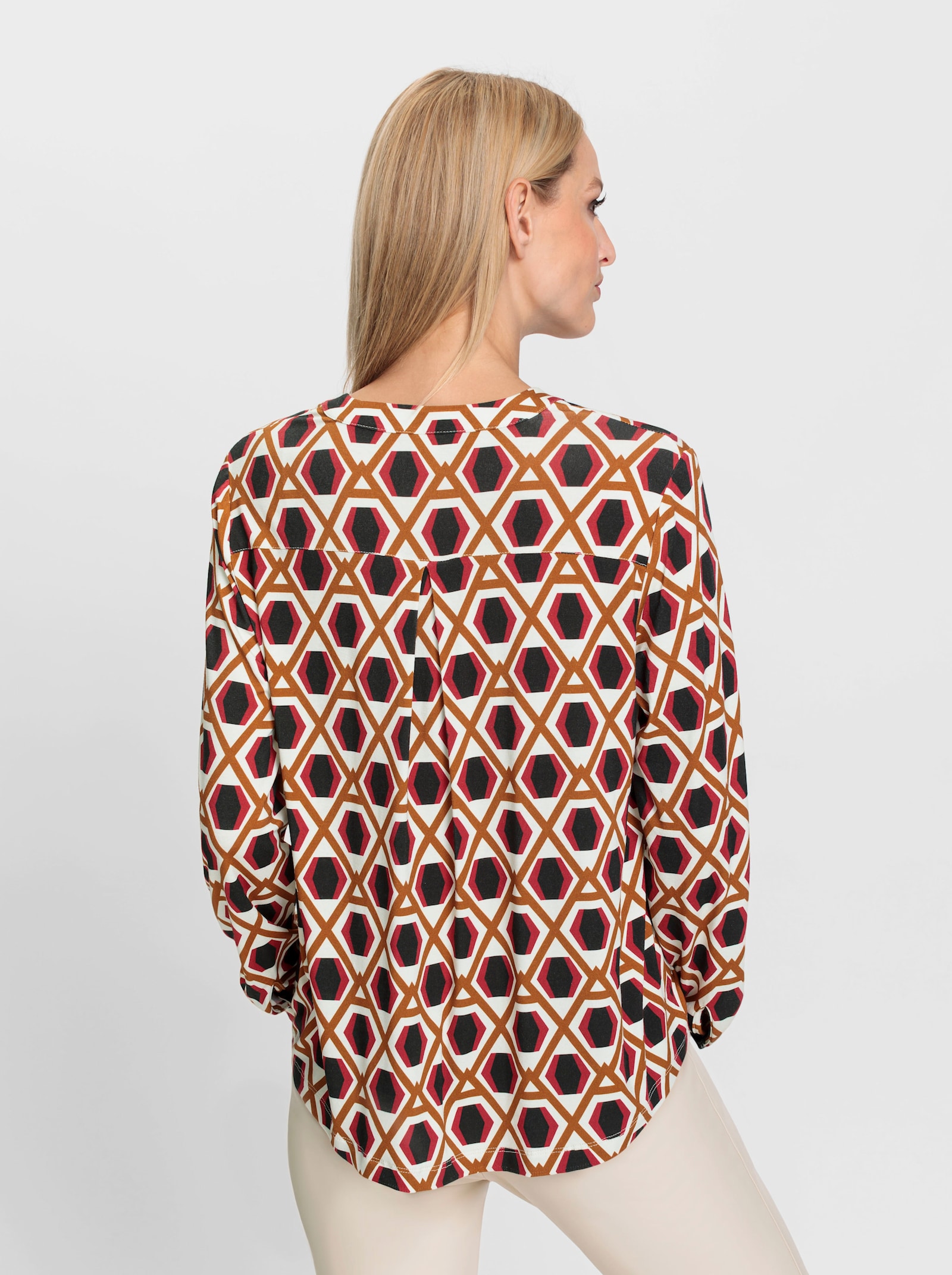 heine Chemisier imprimé avec ourlet arrondi - noir-cognac imprimé