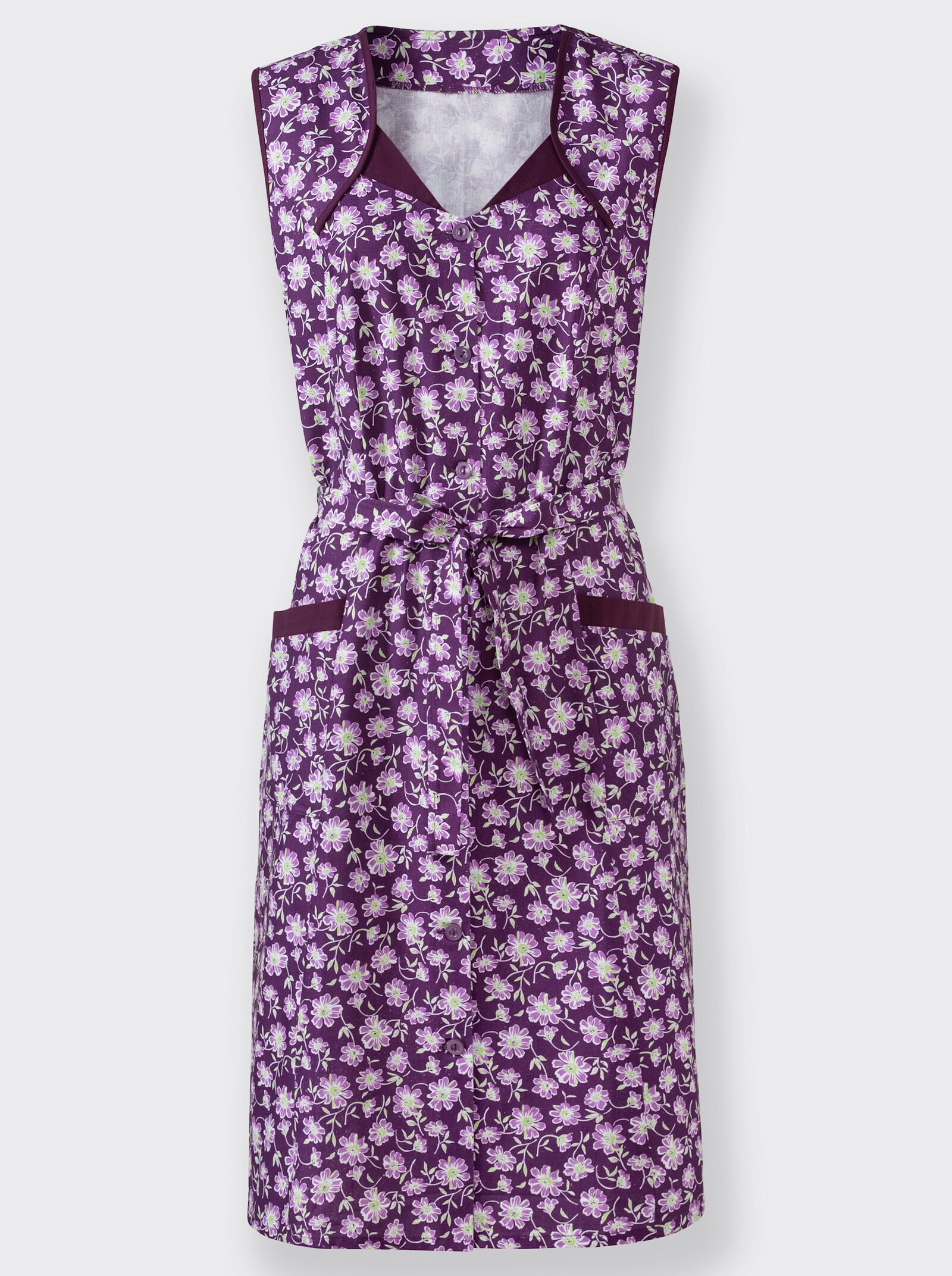 Knoopschort met bindstrik - druif/paars bedrukt