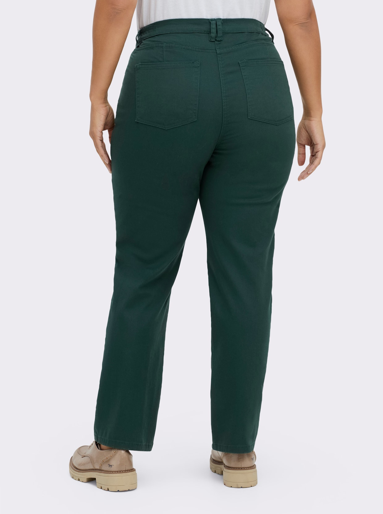 Stretch-Hose mit Nieten an den Taschen - tannengrün