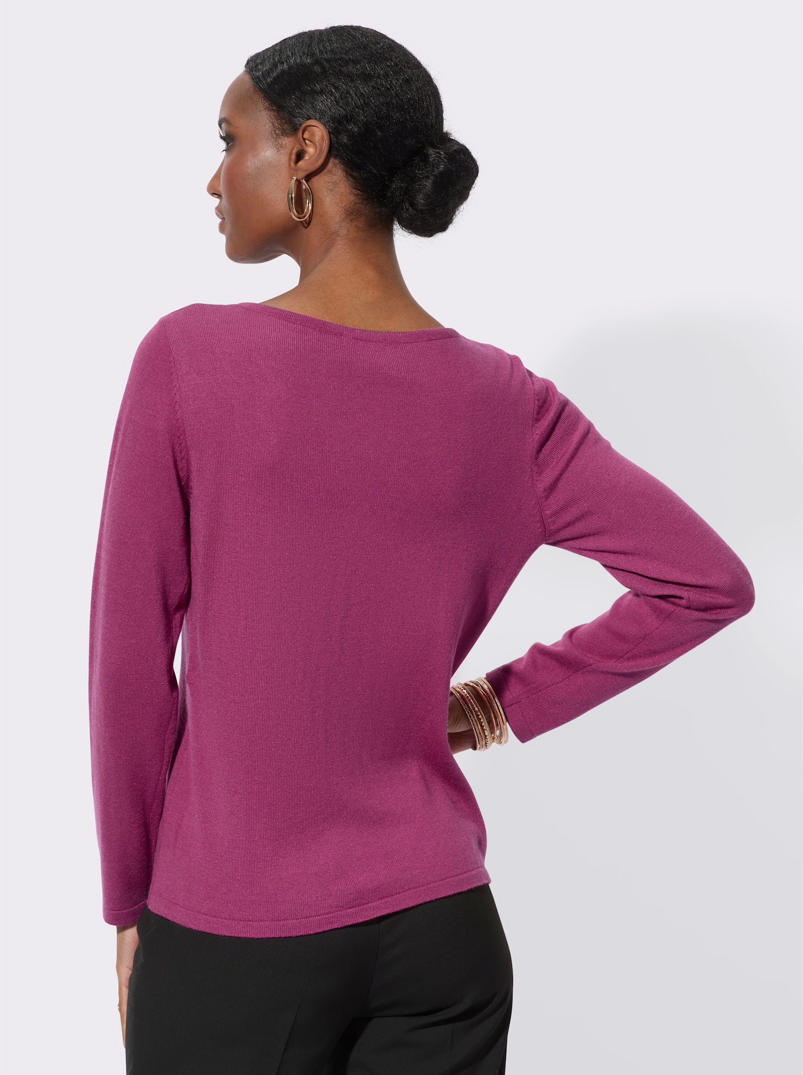 Pull à manches longues, mélange élégant de viscose et de modal - bruyère