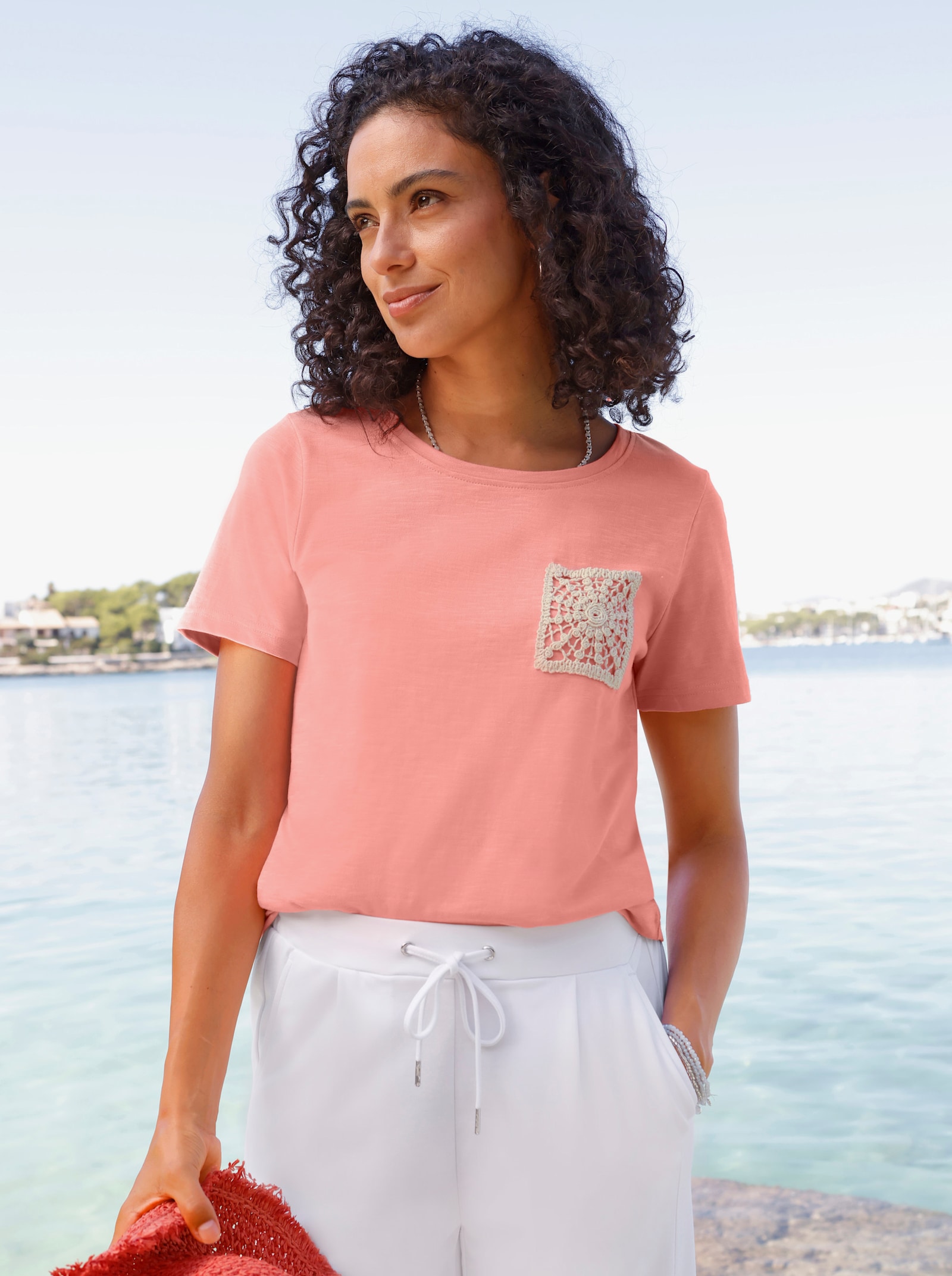 Kurzarmshirt in Flammgarn-Qualität - flamingo