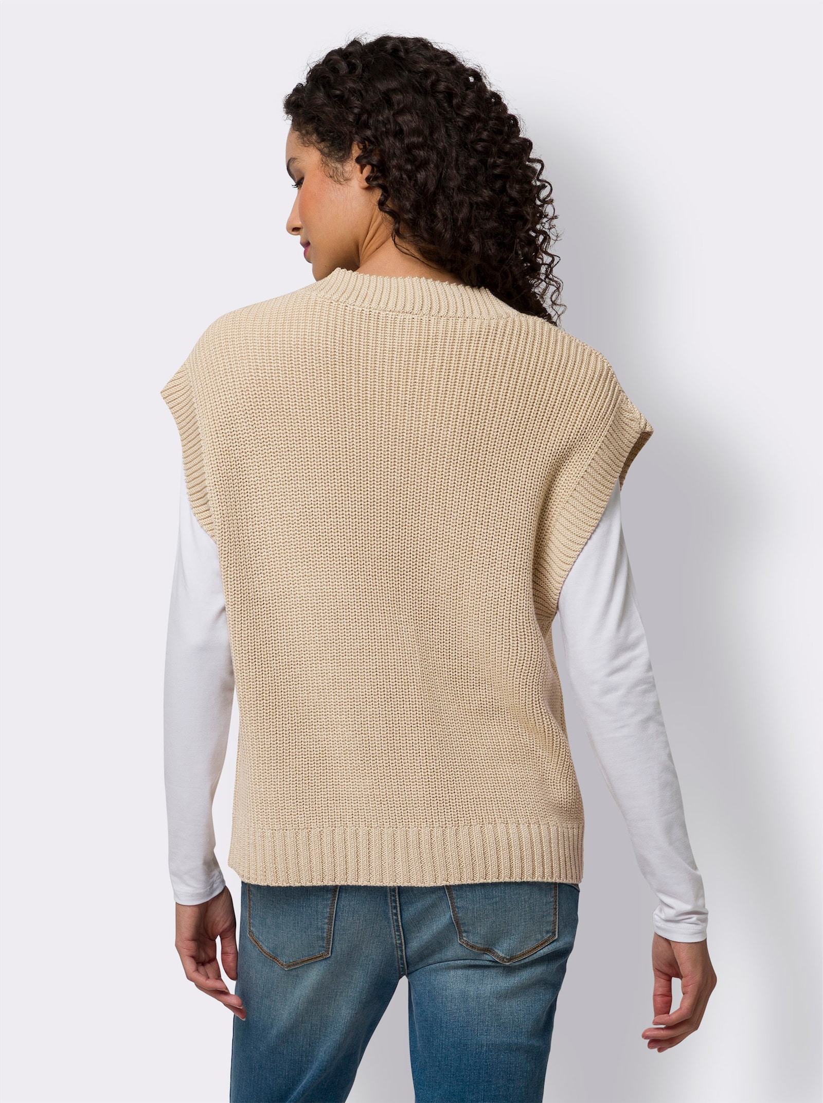 heine Strickweste mit Glanzgarn - sand