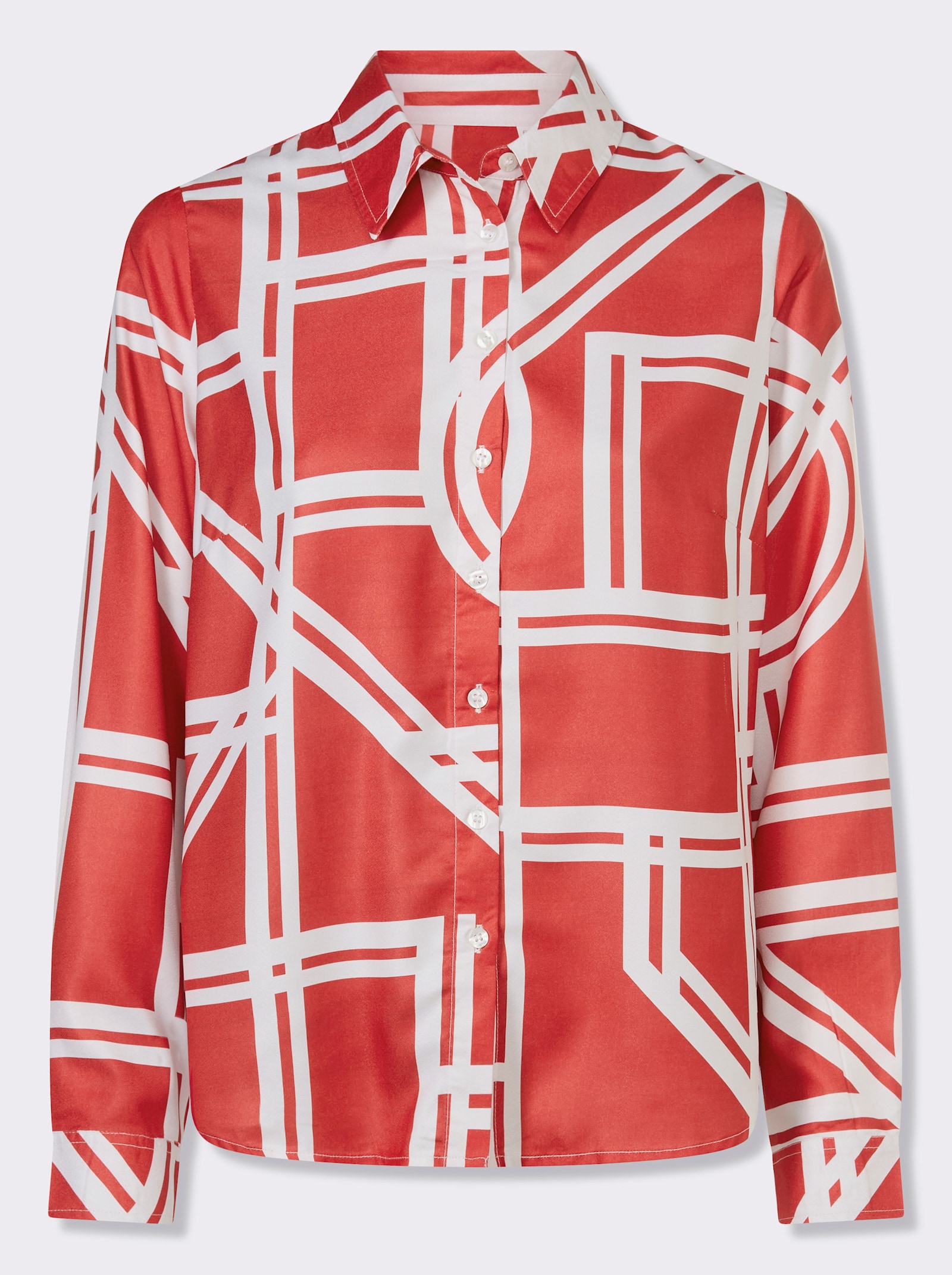 heine Druckbluse mit grafischem Dessin - rot-ecru-bedruckt