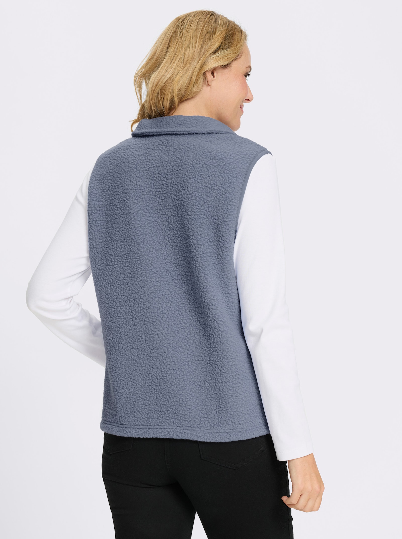 Fleeceweste mit Stehkragen - taubenblau