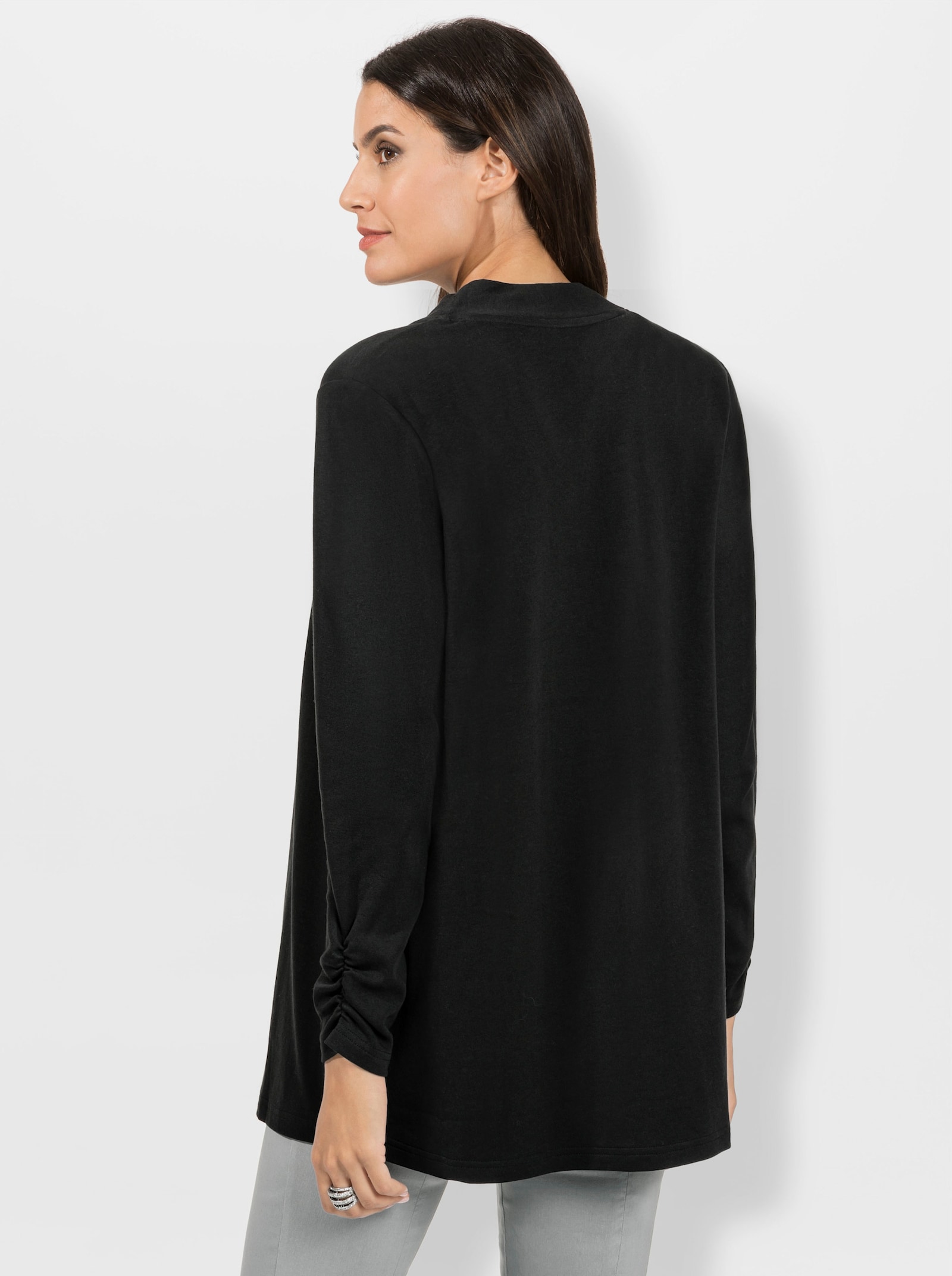 Shirtjasje met gerimpelde mouwen - zwart