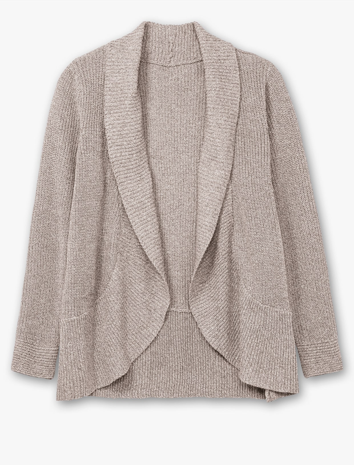 Strickjacke mit Schalkragen - taupe-meliert