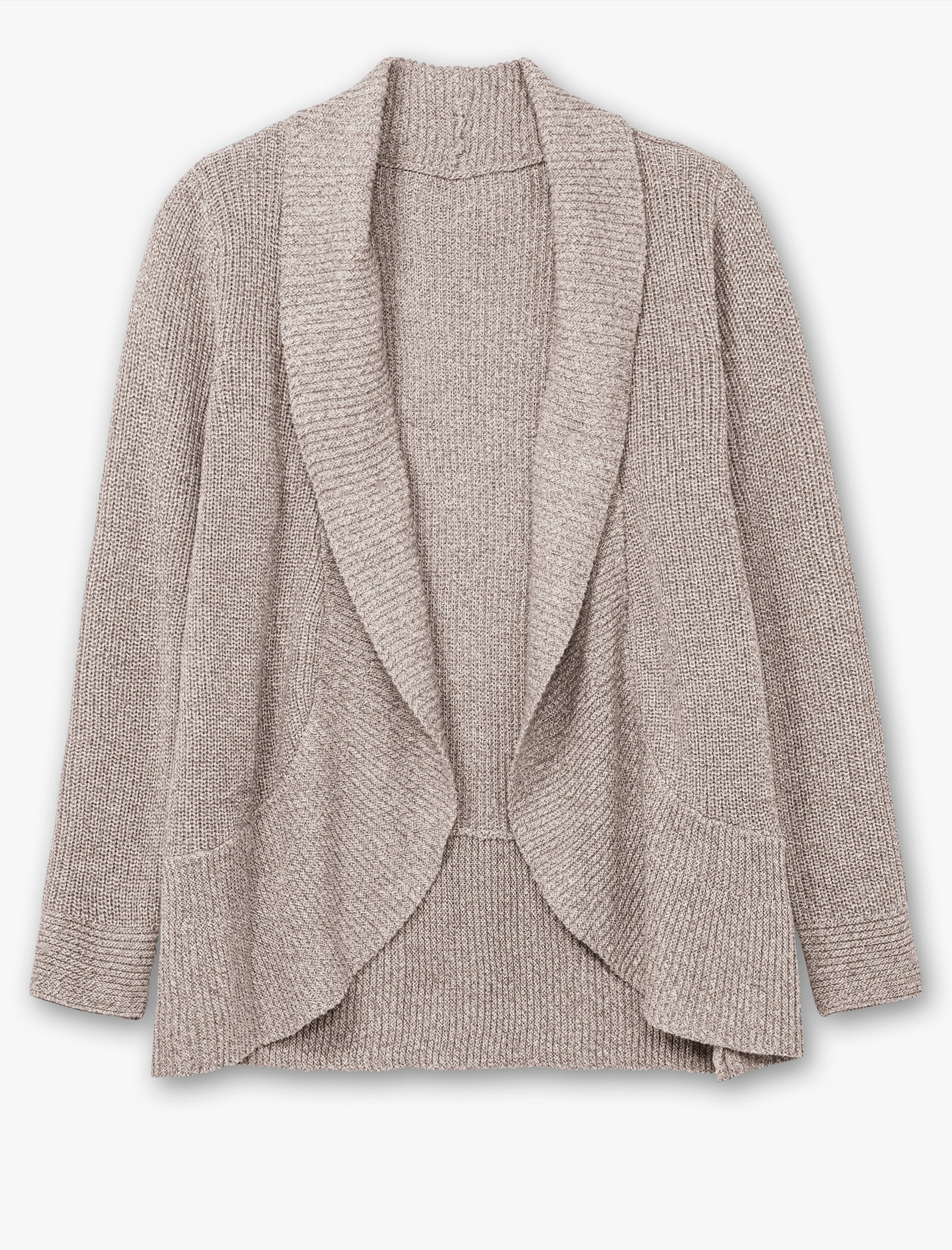 Strickjacke mit Schalkragen - taupe-meliert