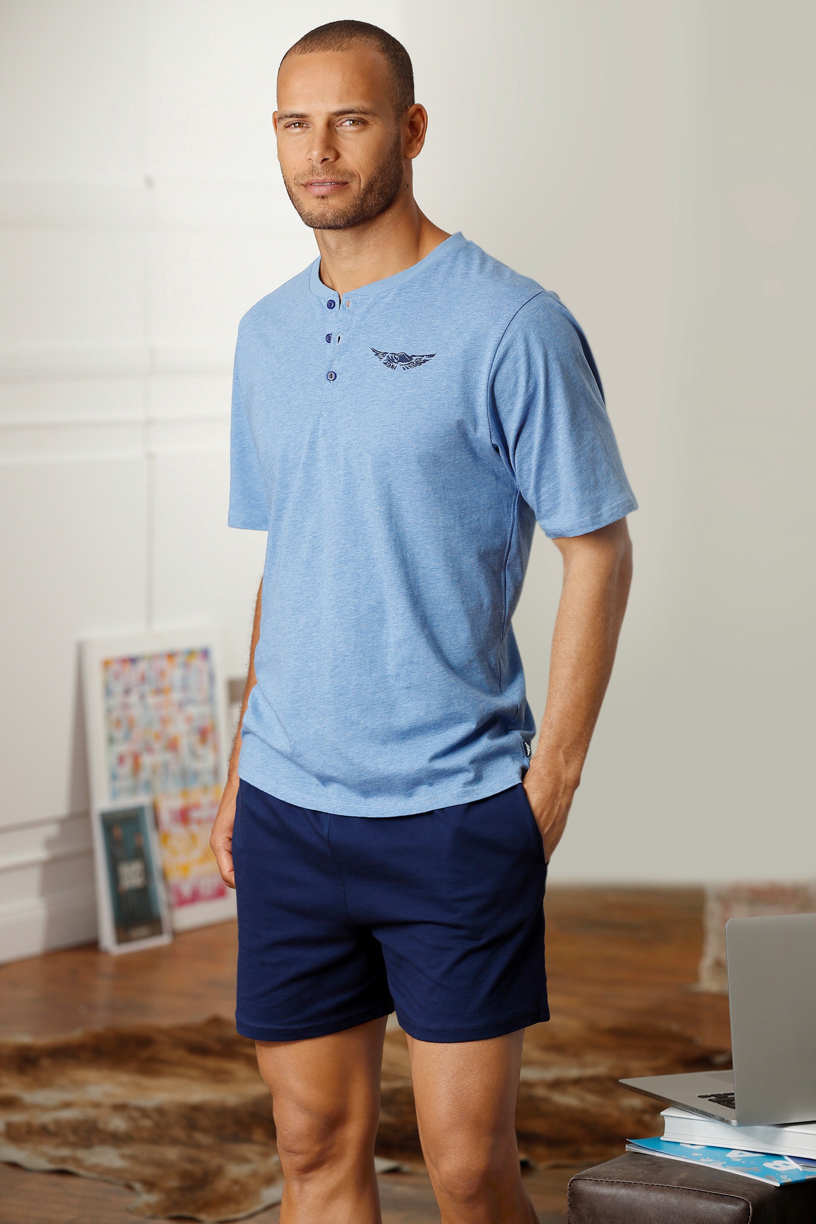AUTHENTIC LE JOGGER Pyjama - blau-meliert-marine