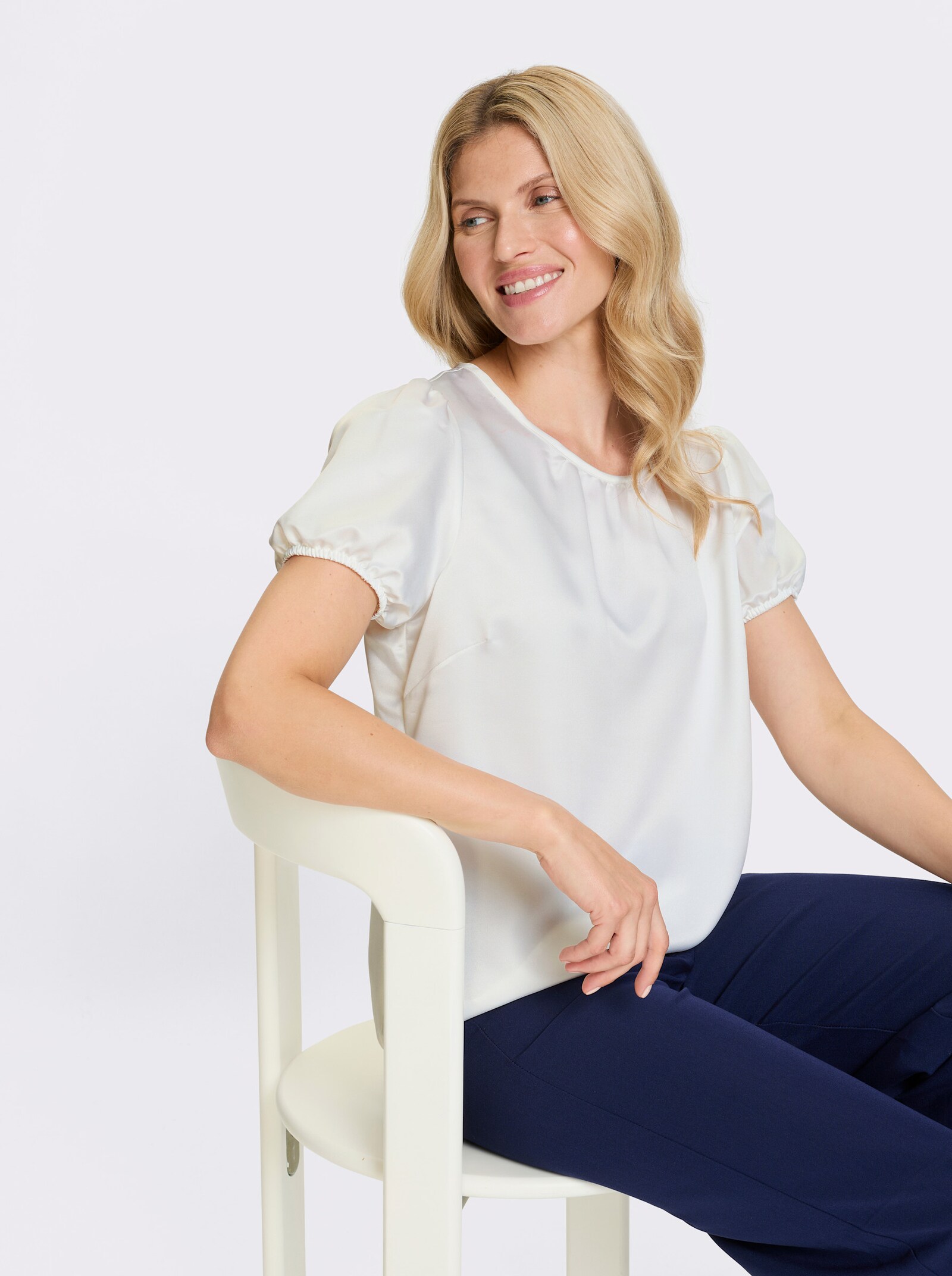 Blúzka, satén, nab.rukávy - svetlobéžová