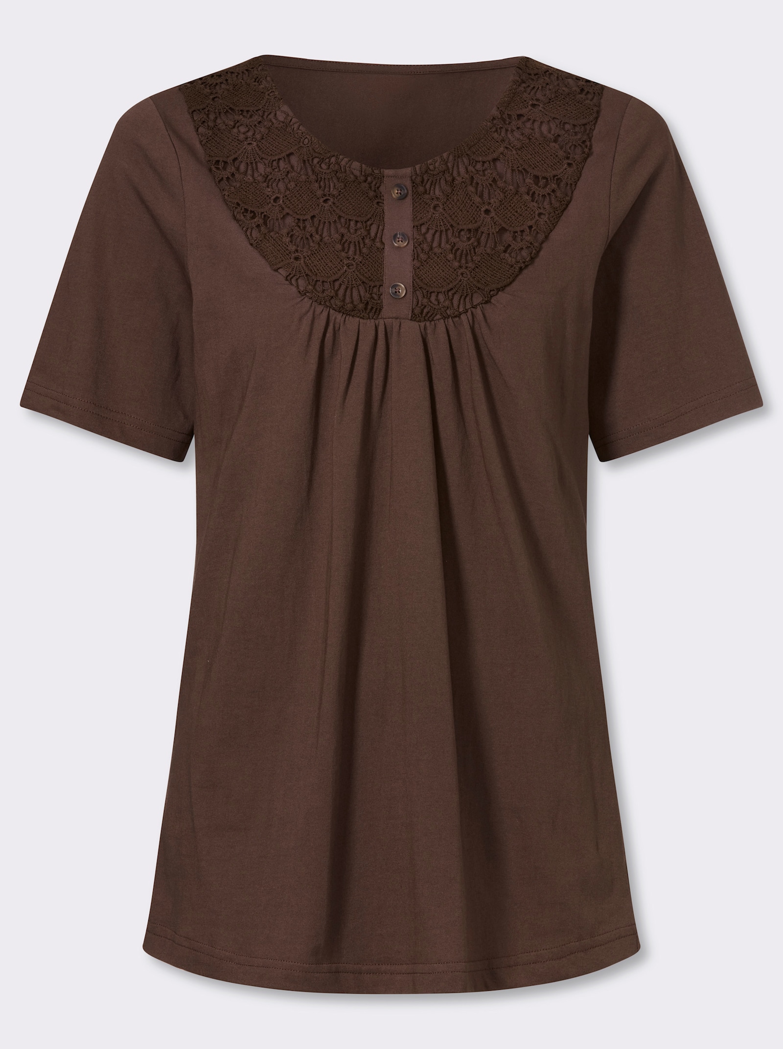 Kurzarmshirt in A-Form - schoko